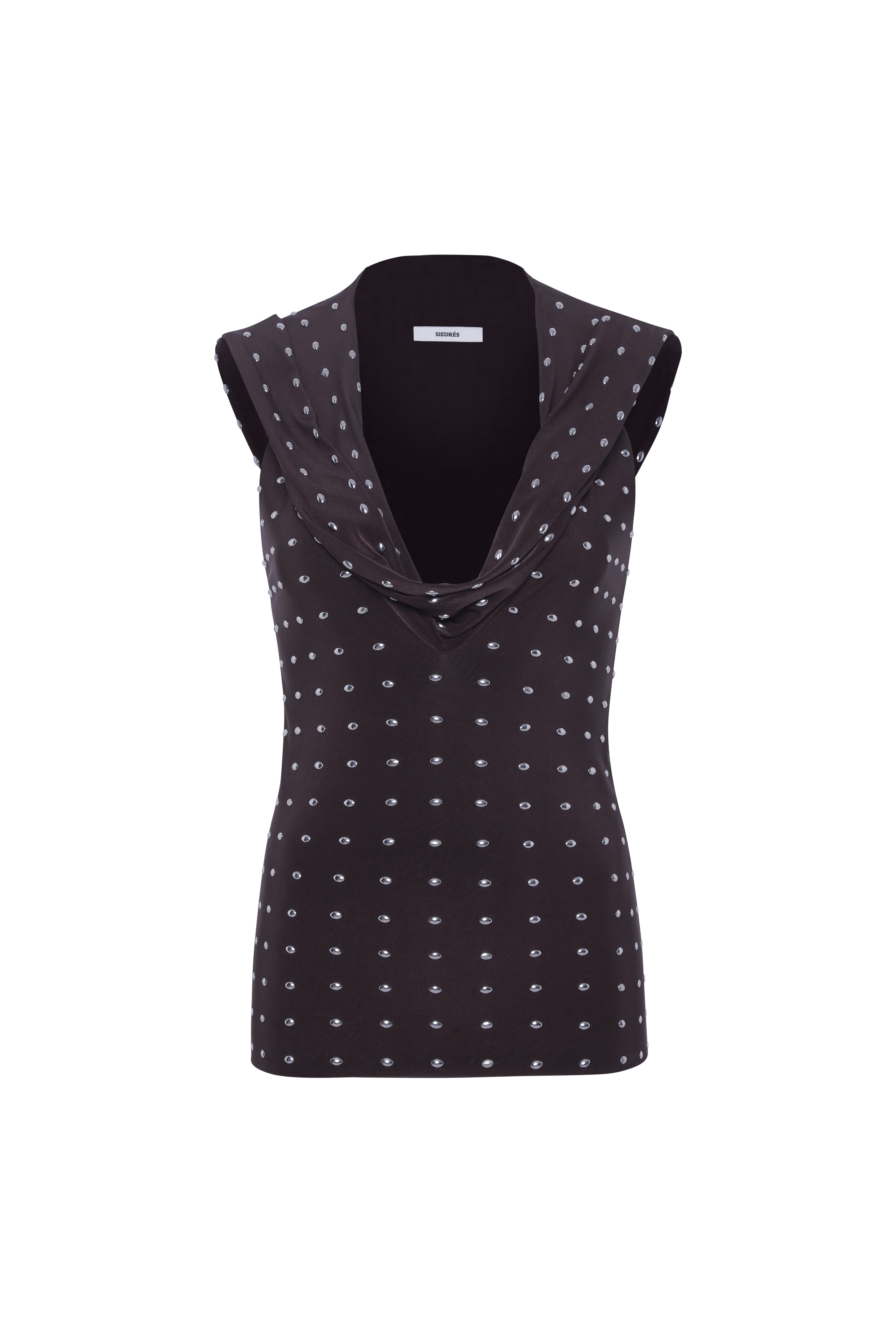 HUNNI - Cape detailed studded jersey top