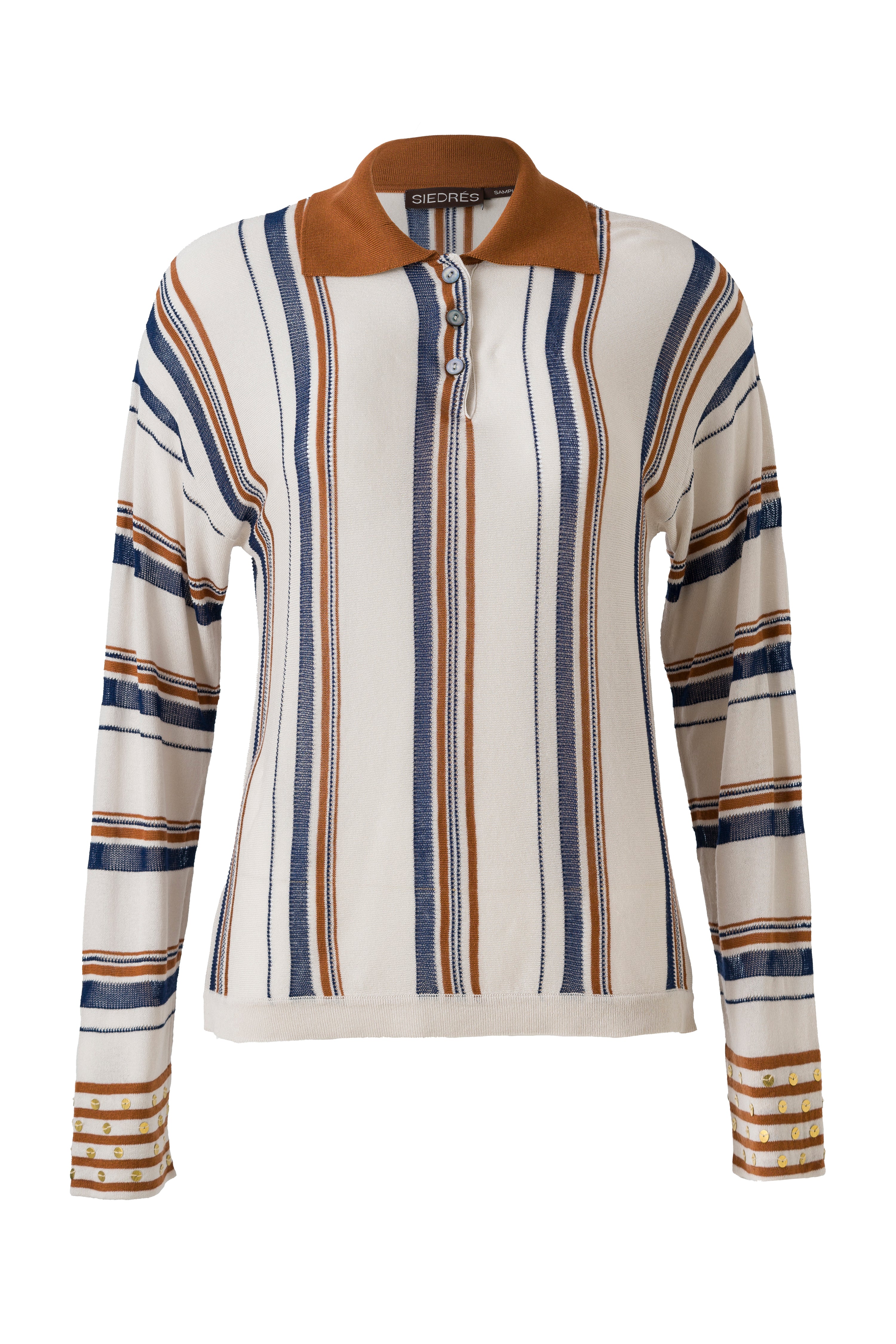 IRA - Striped knit polo top
