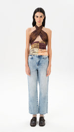 IZZY - Multi-pattern patchwork halter top
