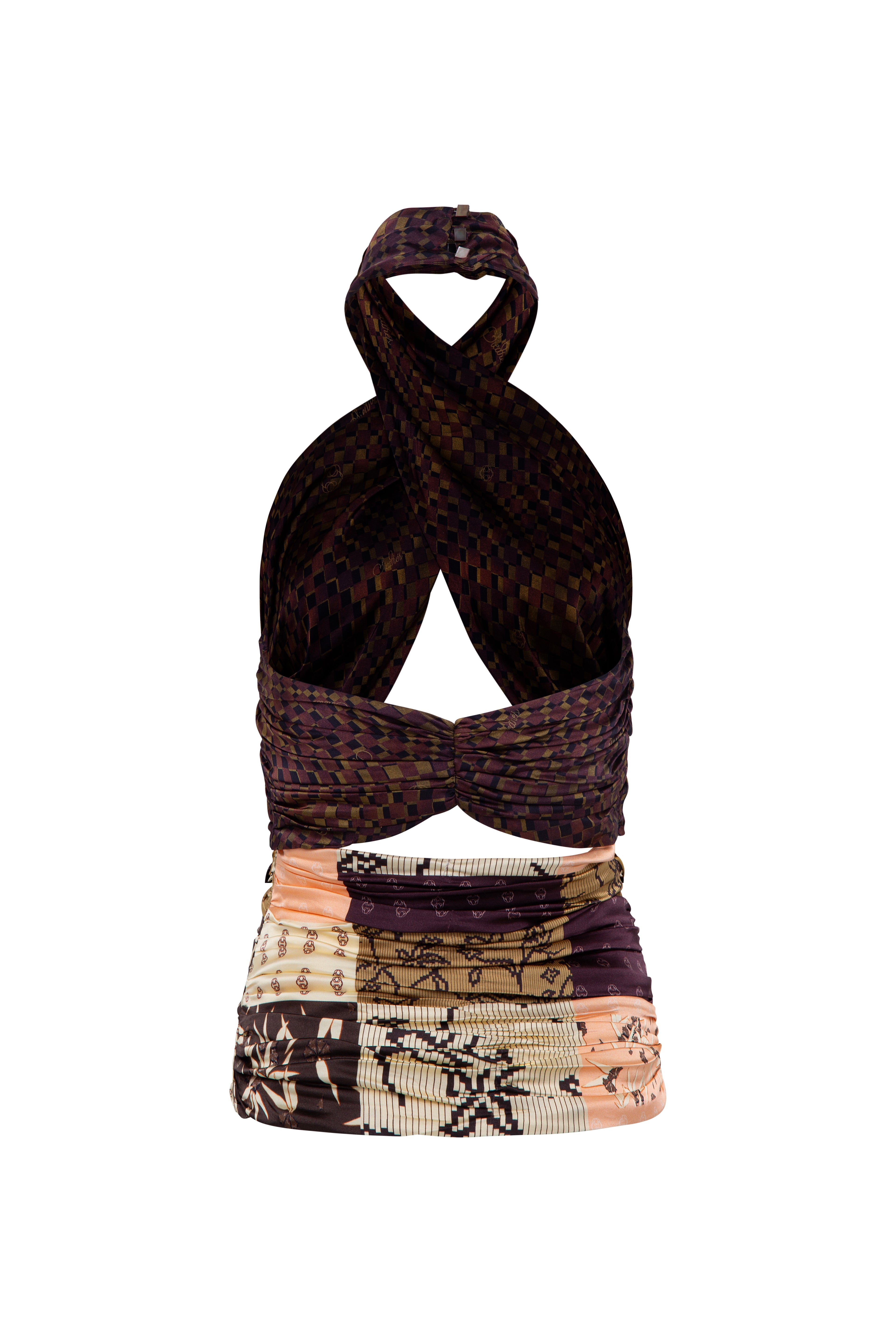 IZZY - Multi-pattern patchwork halter top