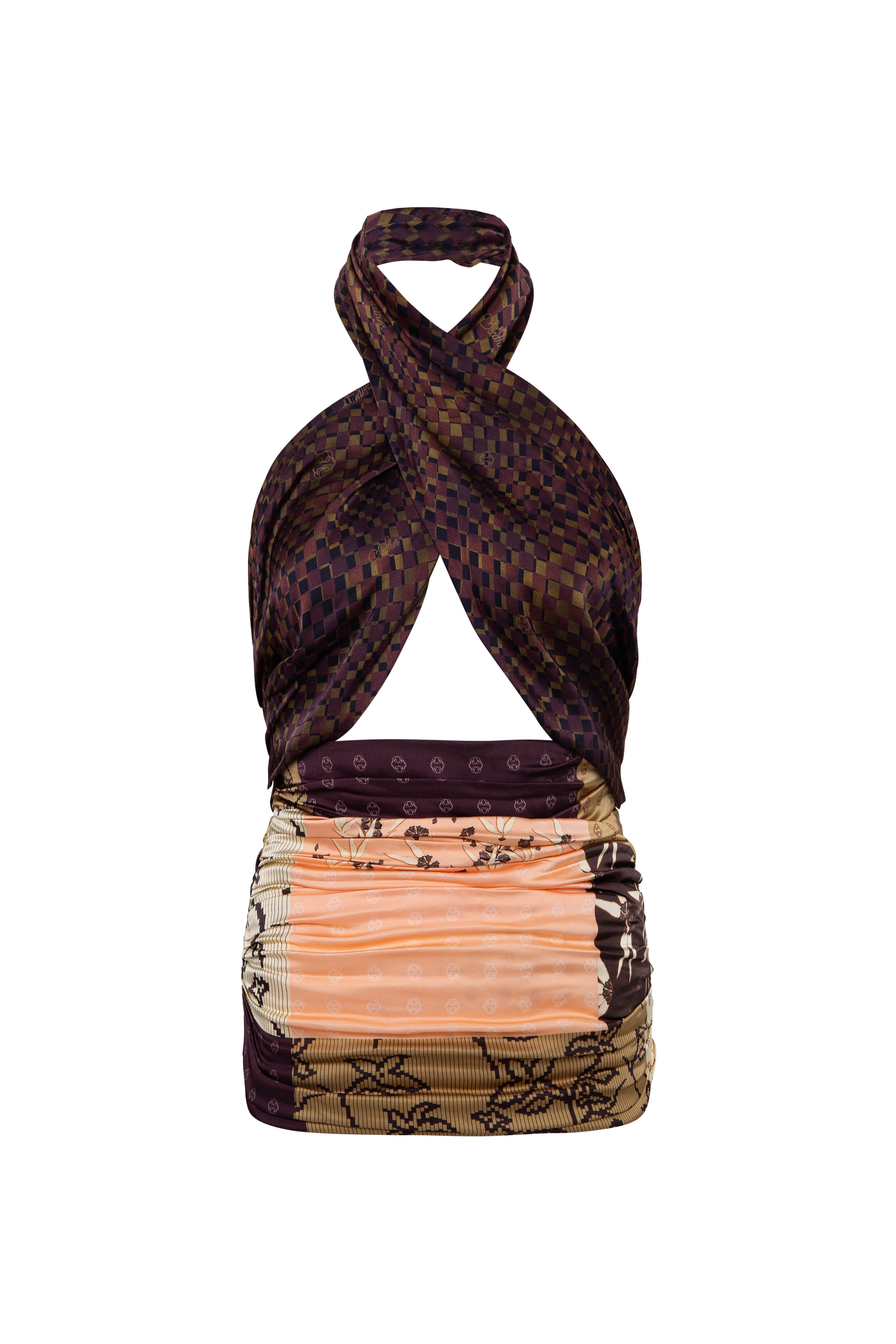 IZZY - Multi-pattern patchwork halter top