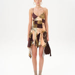 JAZ - Patchwork mini dress with ruffles