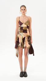 JAZ - Patchwork mini dress with ruffles
