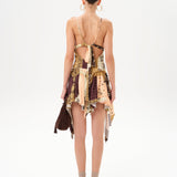 JAZ - Patchwork mini dress with ruffles