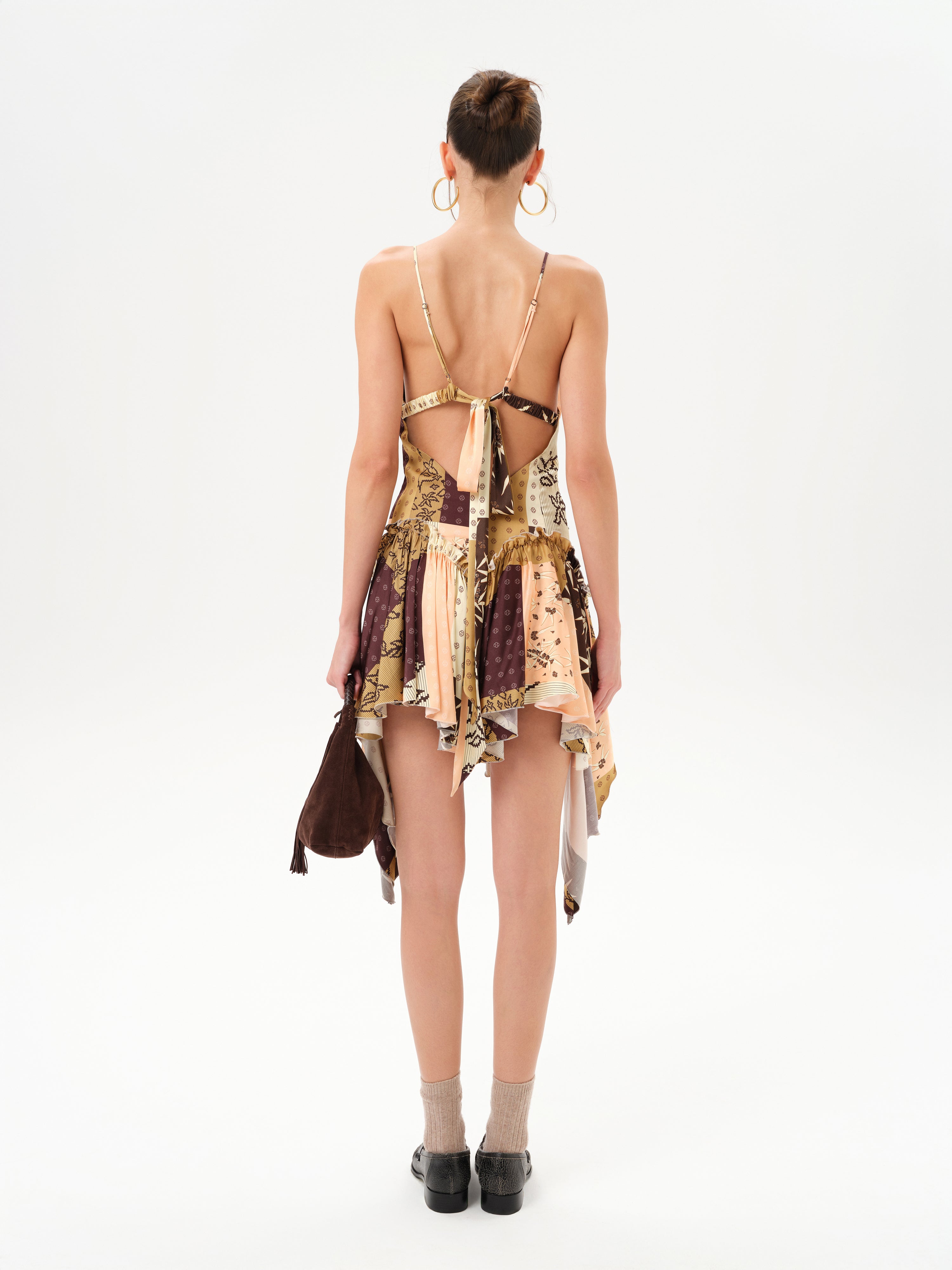 JAZ - Patchwork mini dress with ruffles