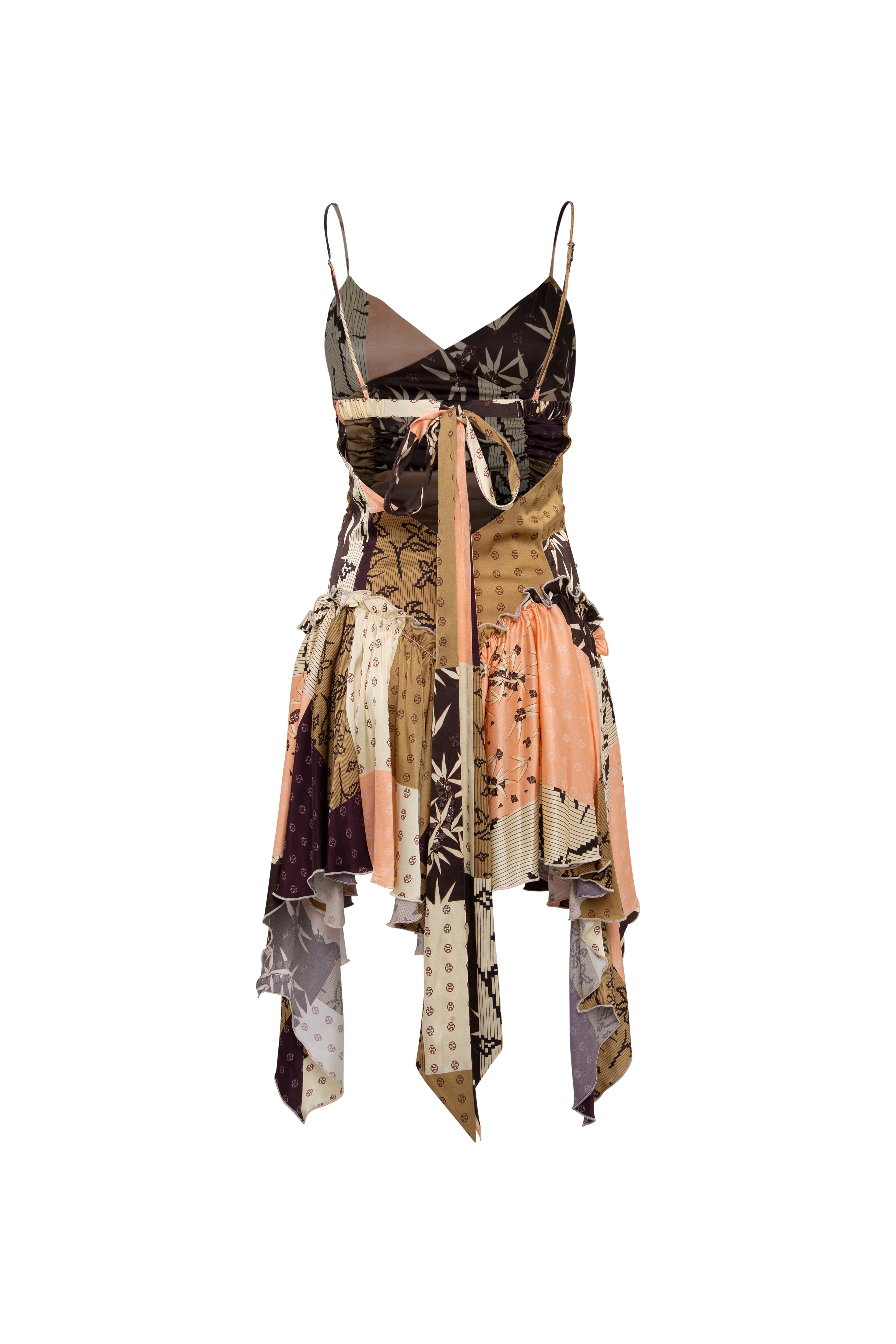 JAZ - Patchwork mini dress with ruffles