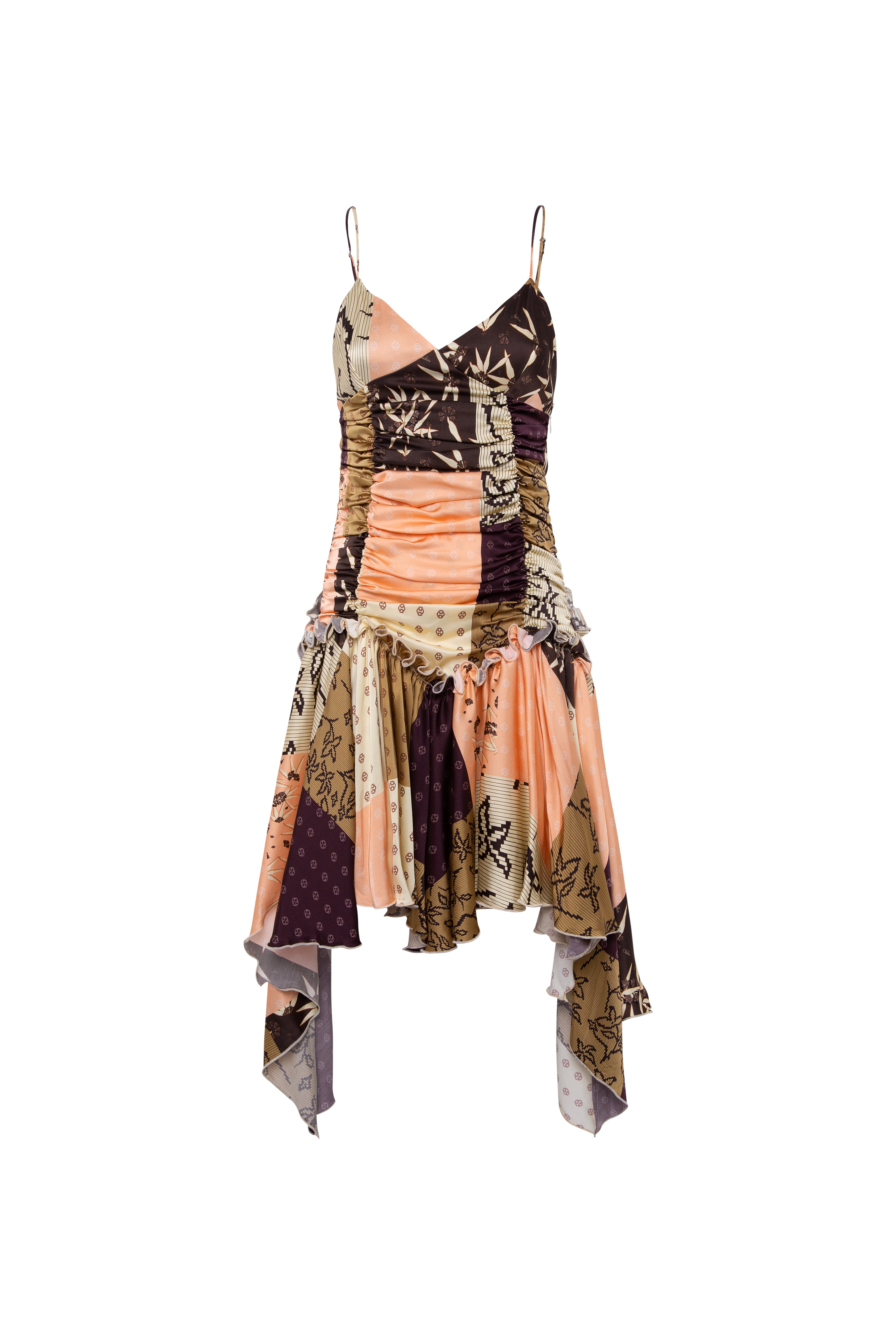 JAZ - Patchwork mini dress with ruffles