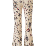 JESLYNN - Floral-printed flare-leg pants