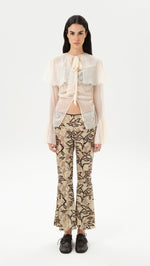 JESLYNN - Velvet pants with devoré detail