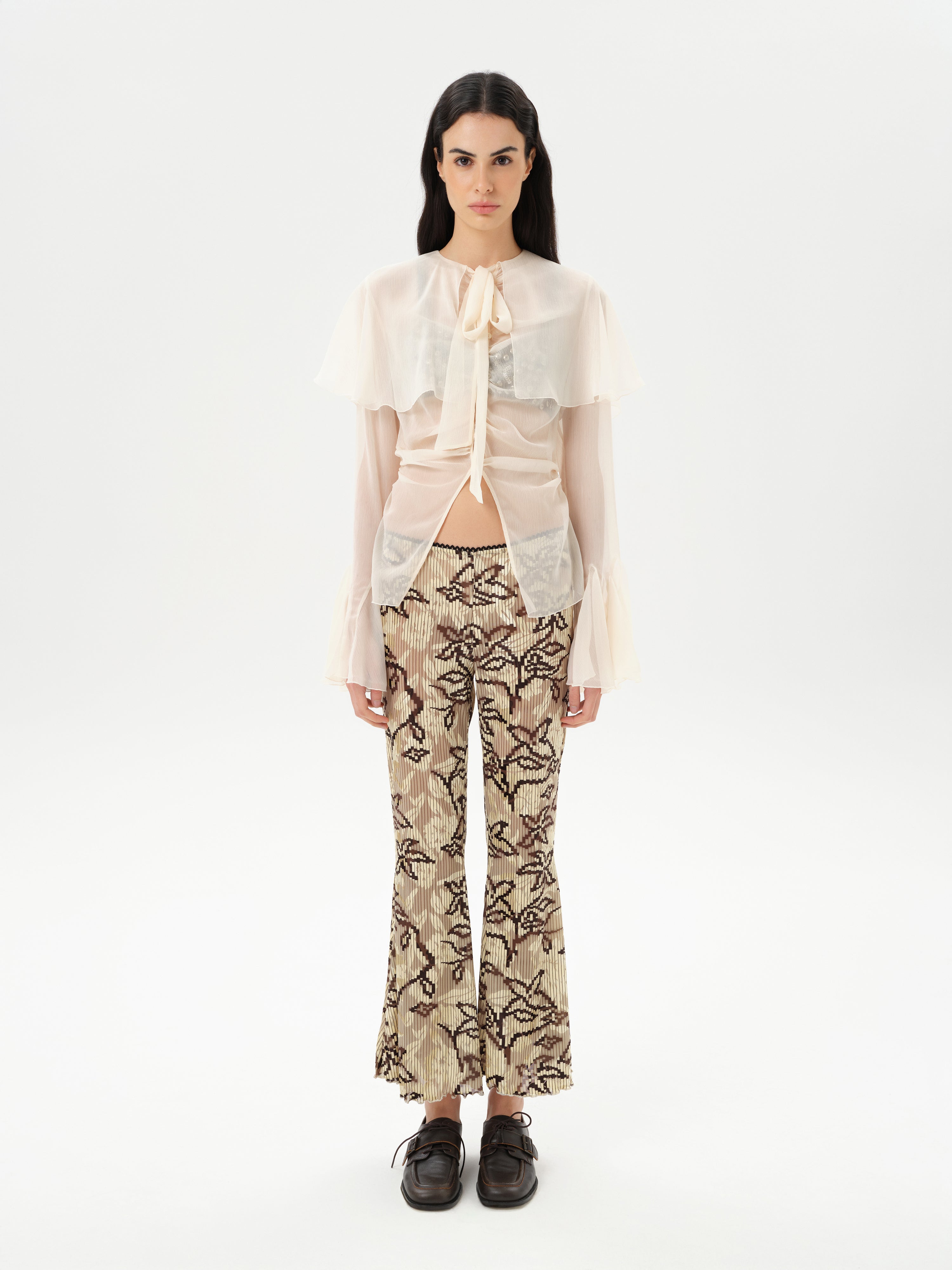 JESLYNN - Velvet pants with devoré detail