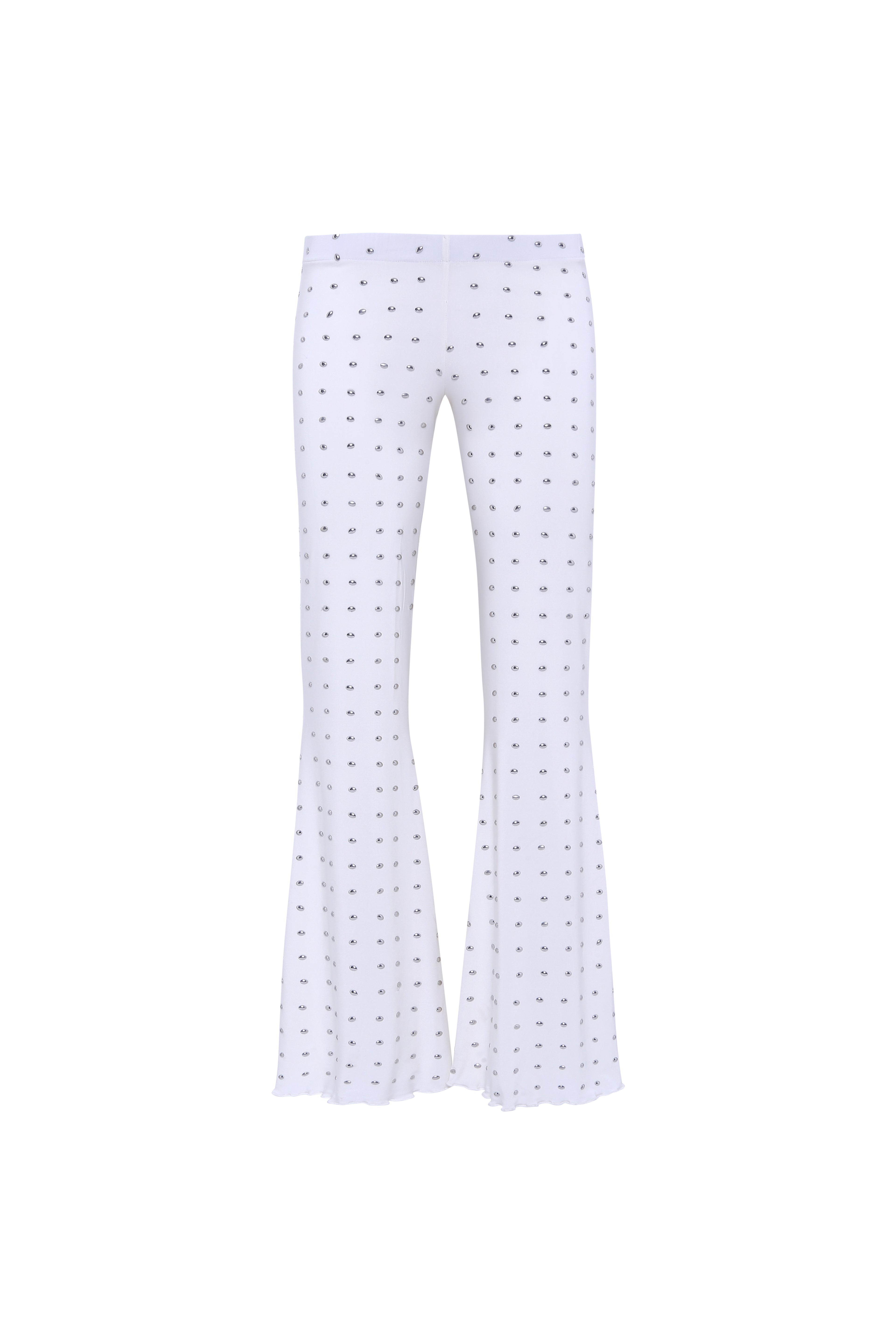 JESLYNN - Low-rise studded jersey flare pants