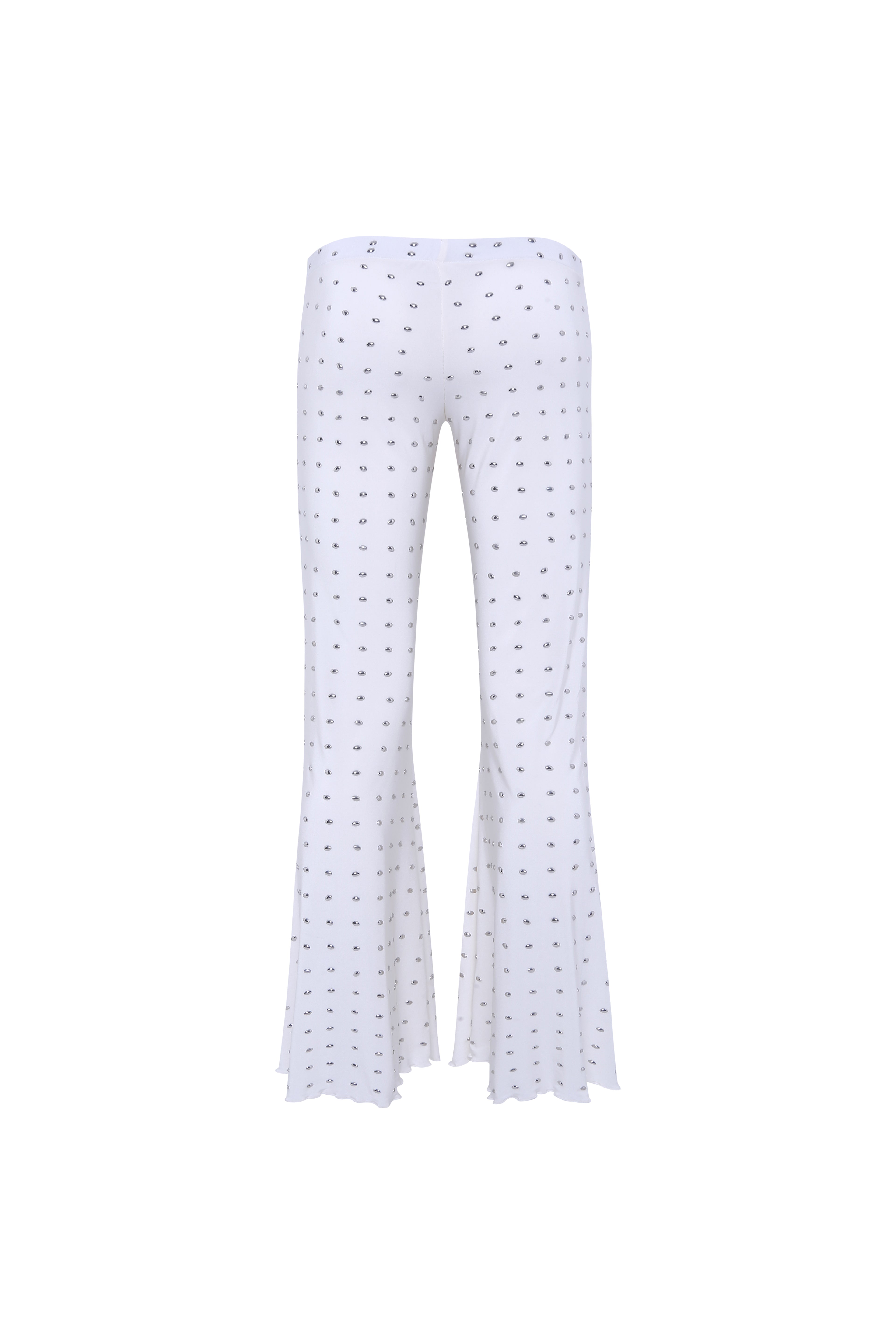 JESLYNN - Low-rise studded jersey flare pants