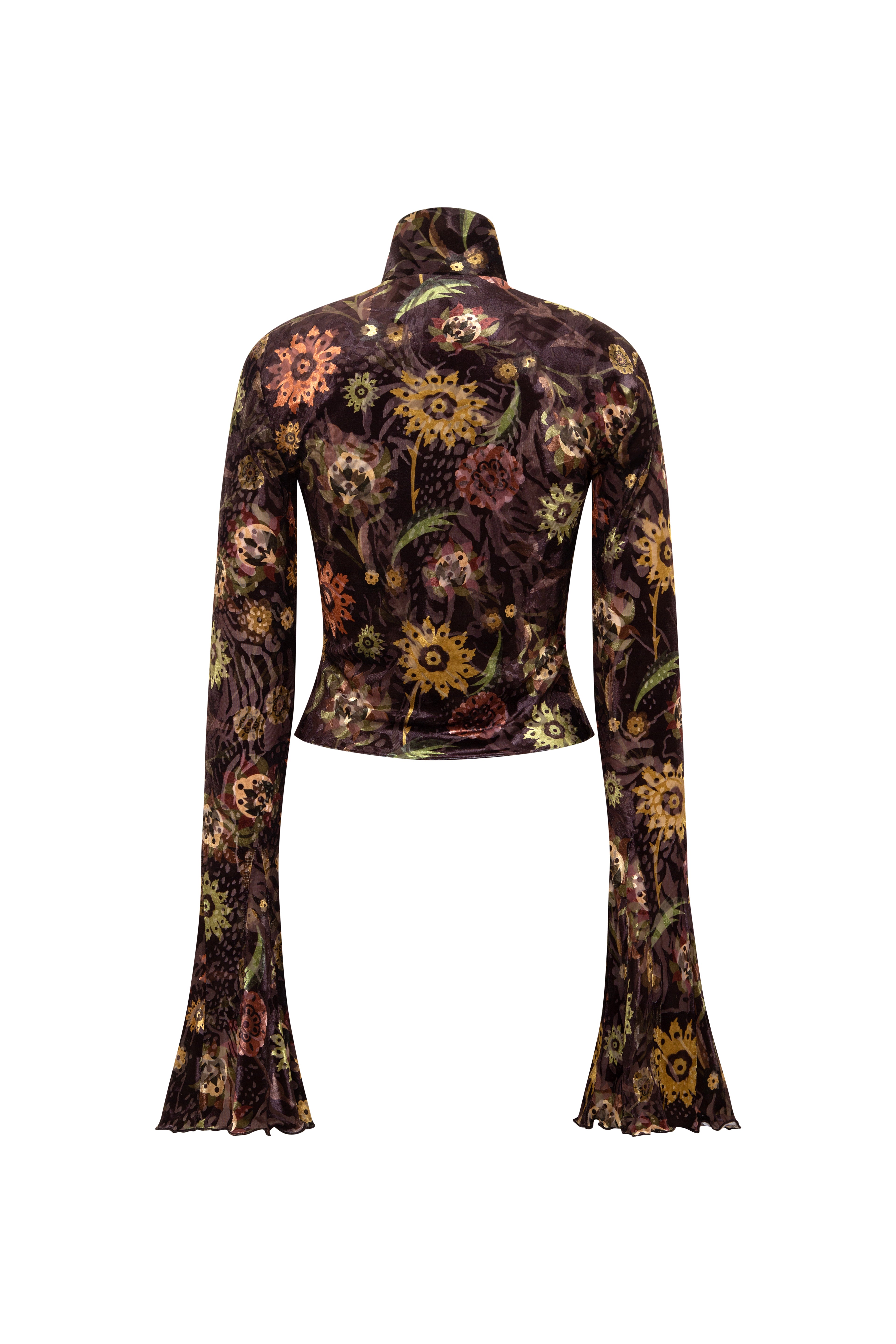 JUN - Velvet devoré fluted top with front zipper