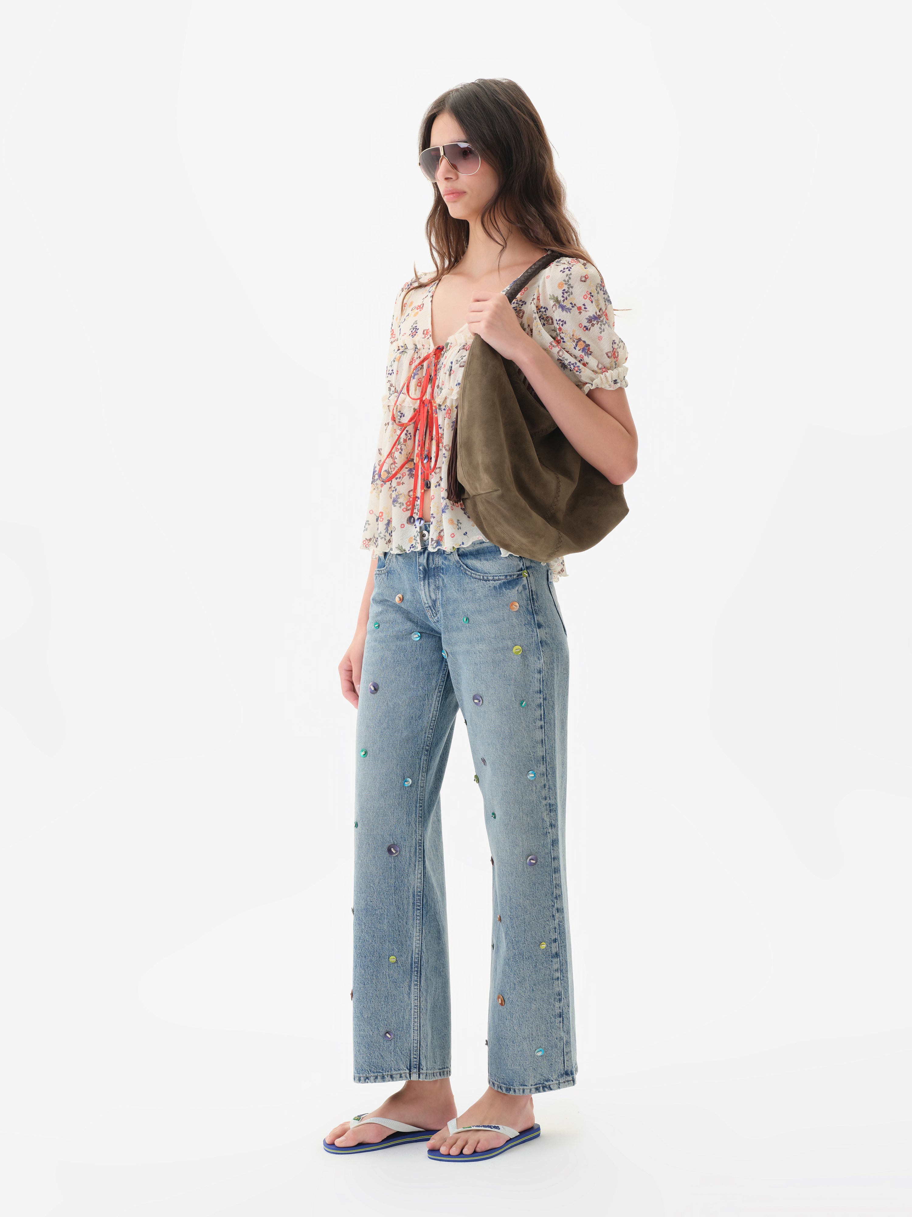 JUNIE - Beaded straight-leg jeans