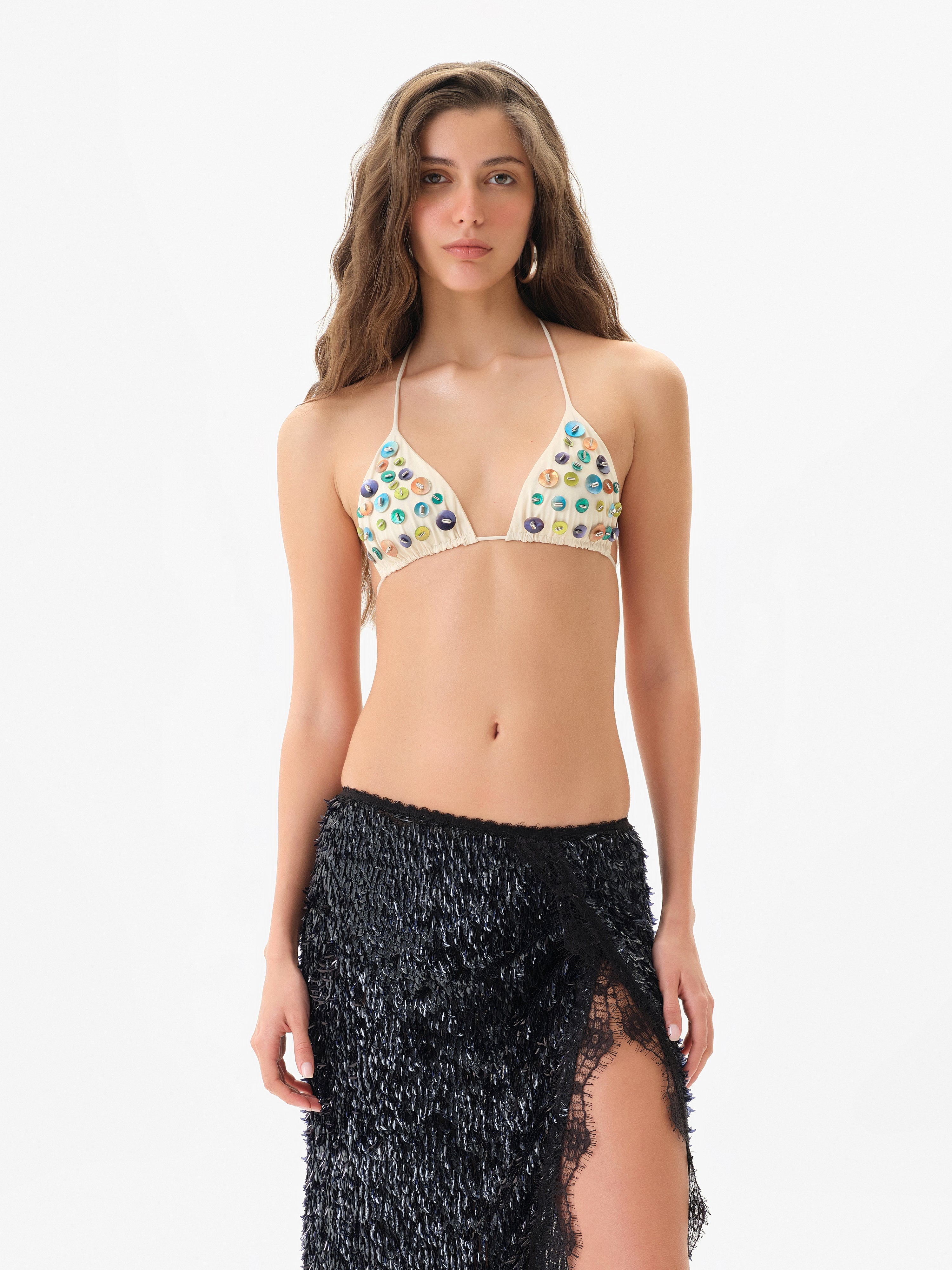 JUNIPER - Embellished triangle bikini top