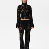 VIDA - Embroidered wide-leg pants with mini shorts