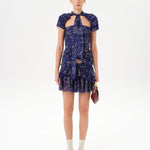 KAIA - Printed mini skirt with ruffles