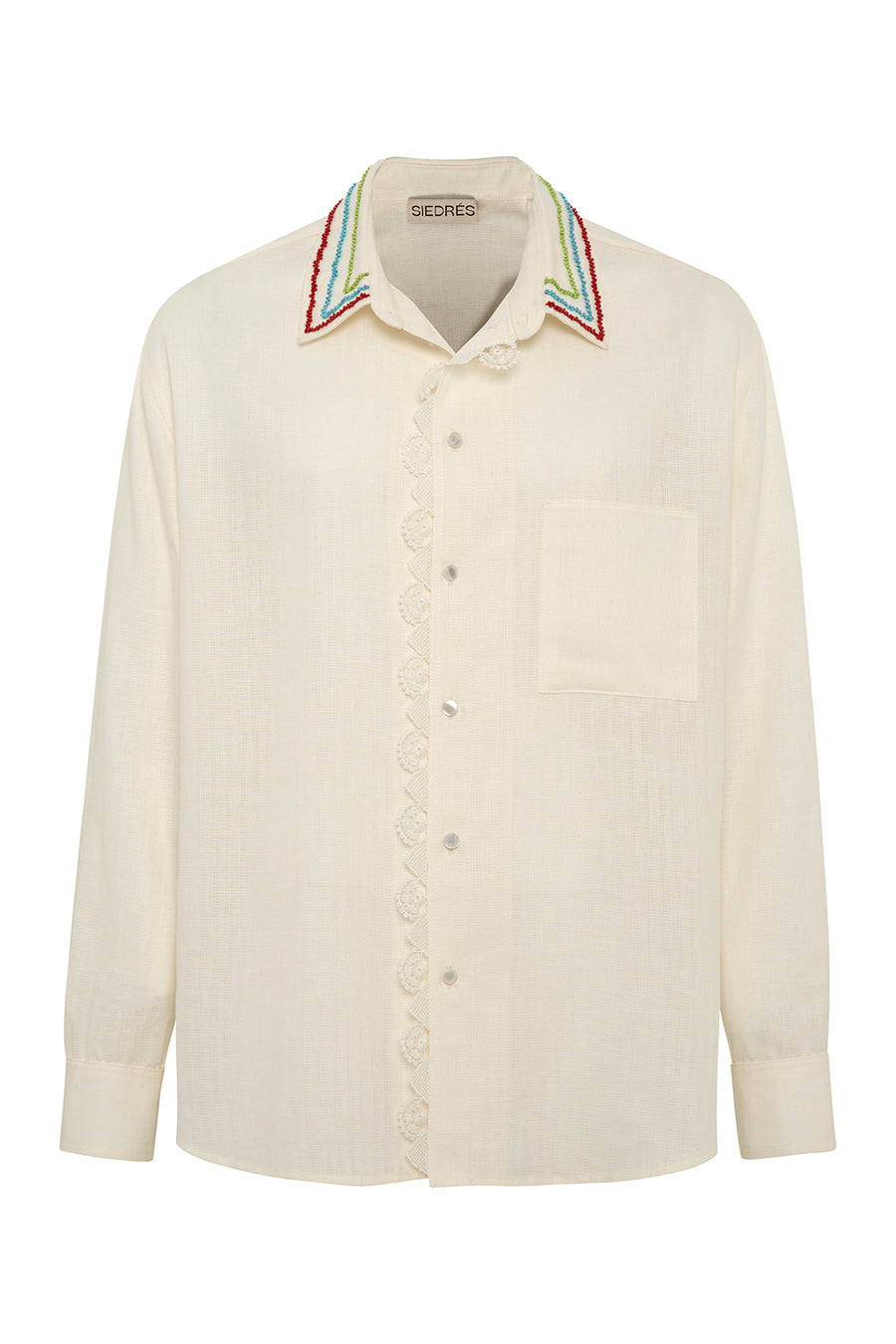LARA - Long sleeve shirt with beaded collar