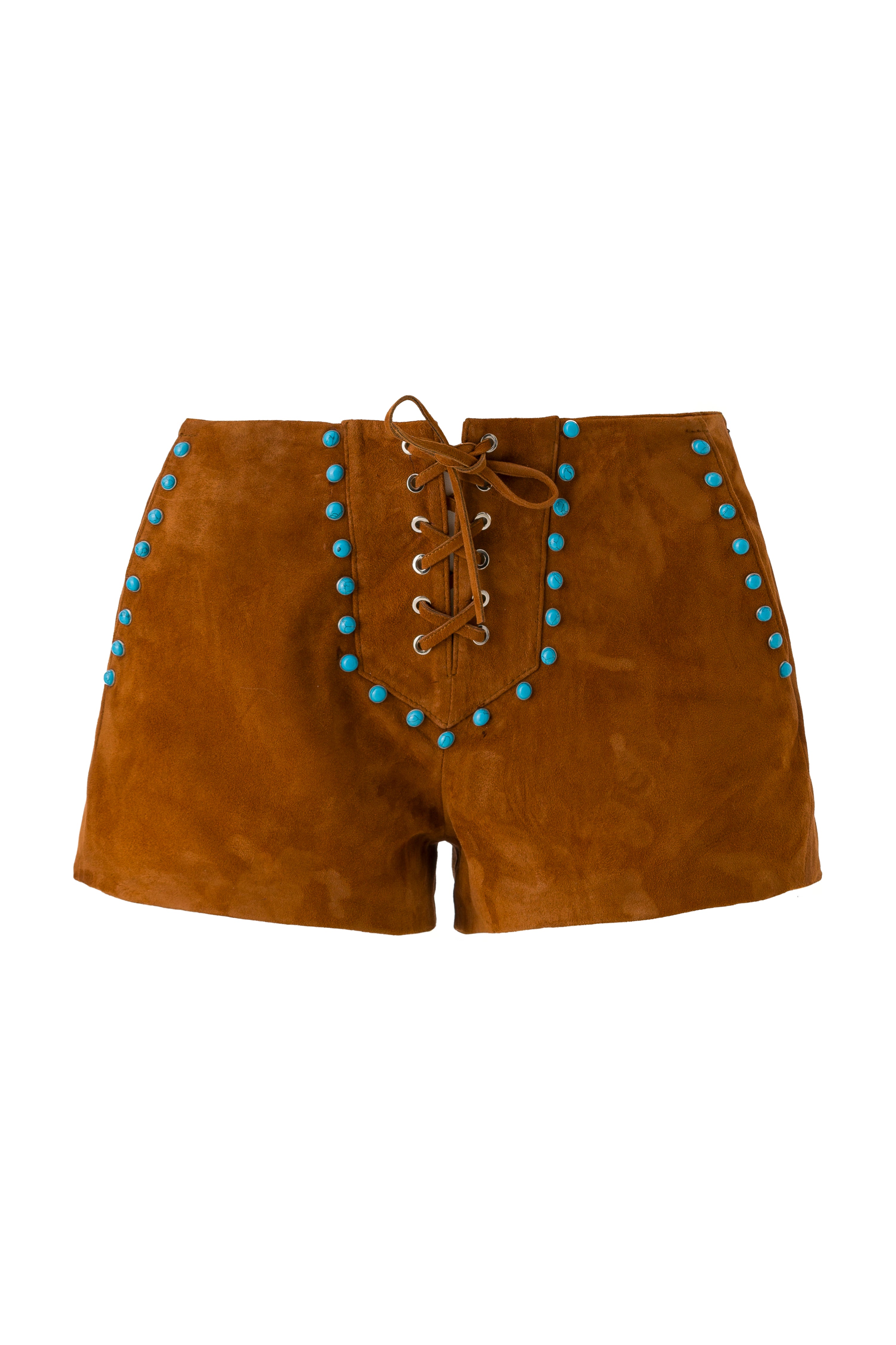 LEA - Stud detailed front-tie suede shorts