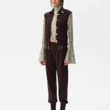 LESNA - High-neck cable knit vest with front pockets