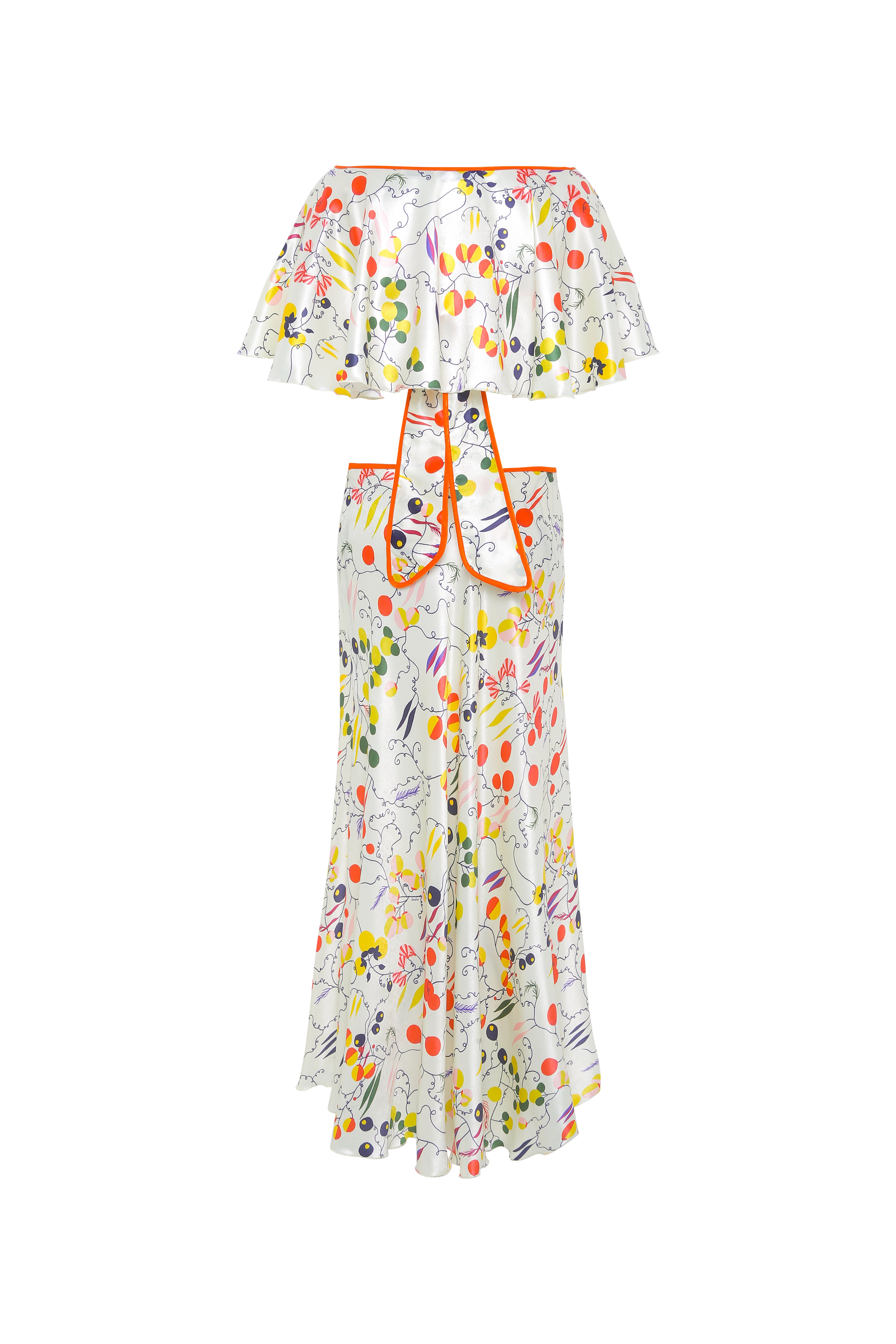 LIDIA - Printed midi satin dress with side cuts