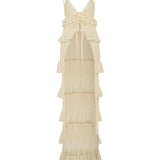 LISETTE - Ruffled lace-trim maxi length top