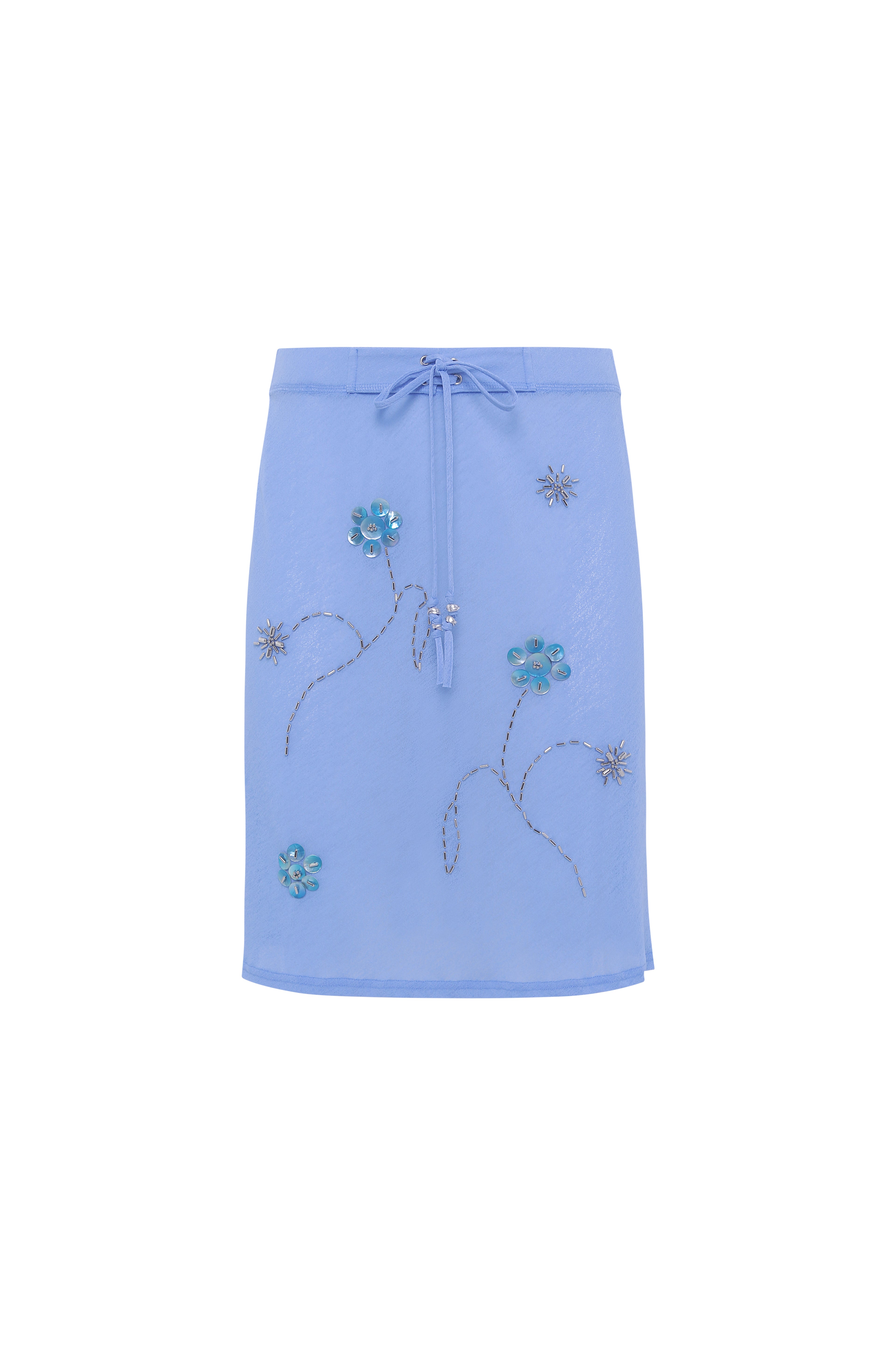 LIZ - Embroidered semi sheer mesh midi skirt