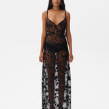 LUCILLE - Embroidered open back maxi dress with mini shorts