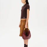 MAKI - Frill detailed suede midi skirt