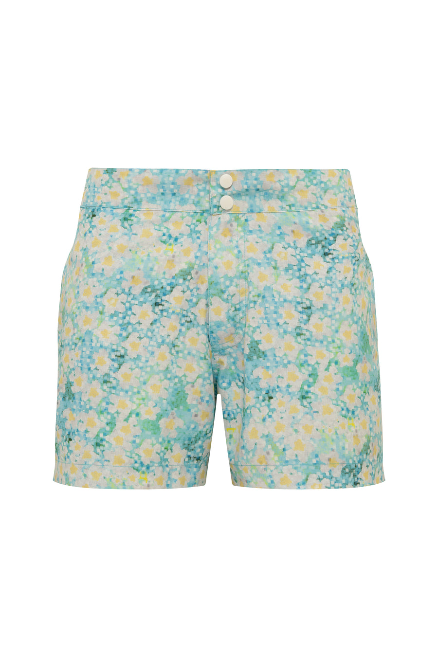 MALI - Mid-length printed swim shorts with snap closure