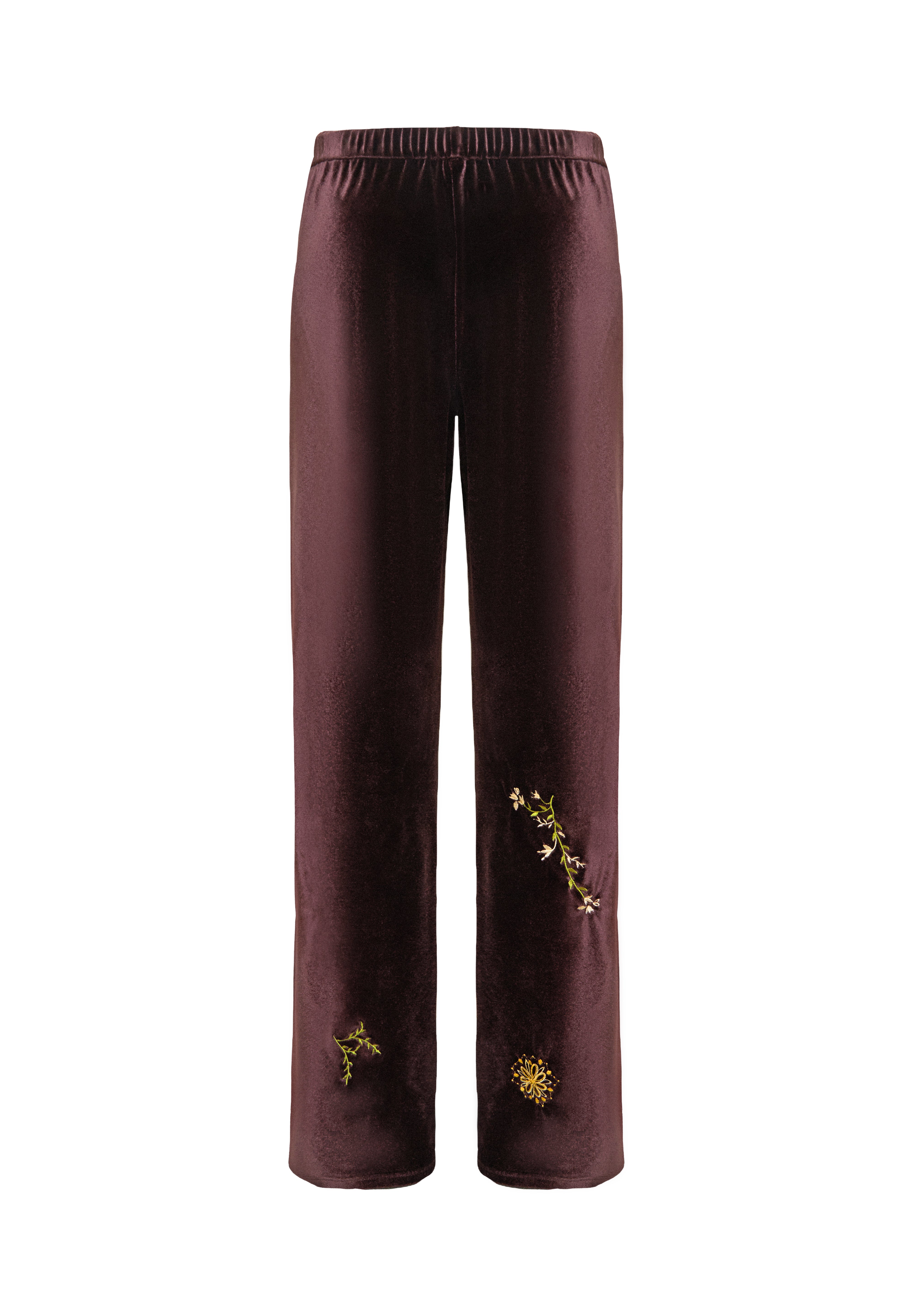 MANOCE - Embroidered velvet straight-leg pants