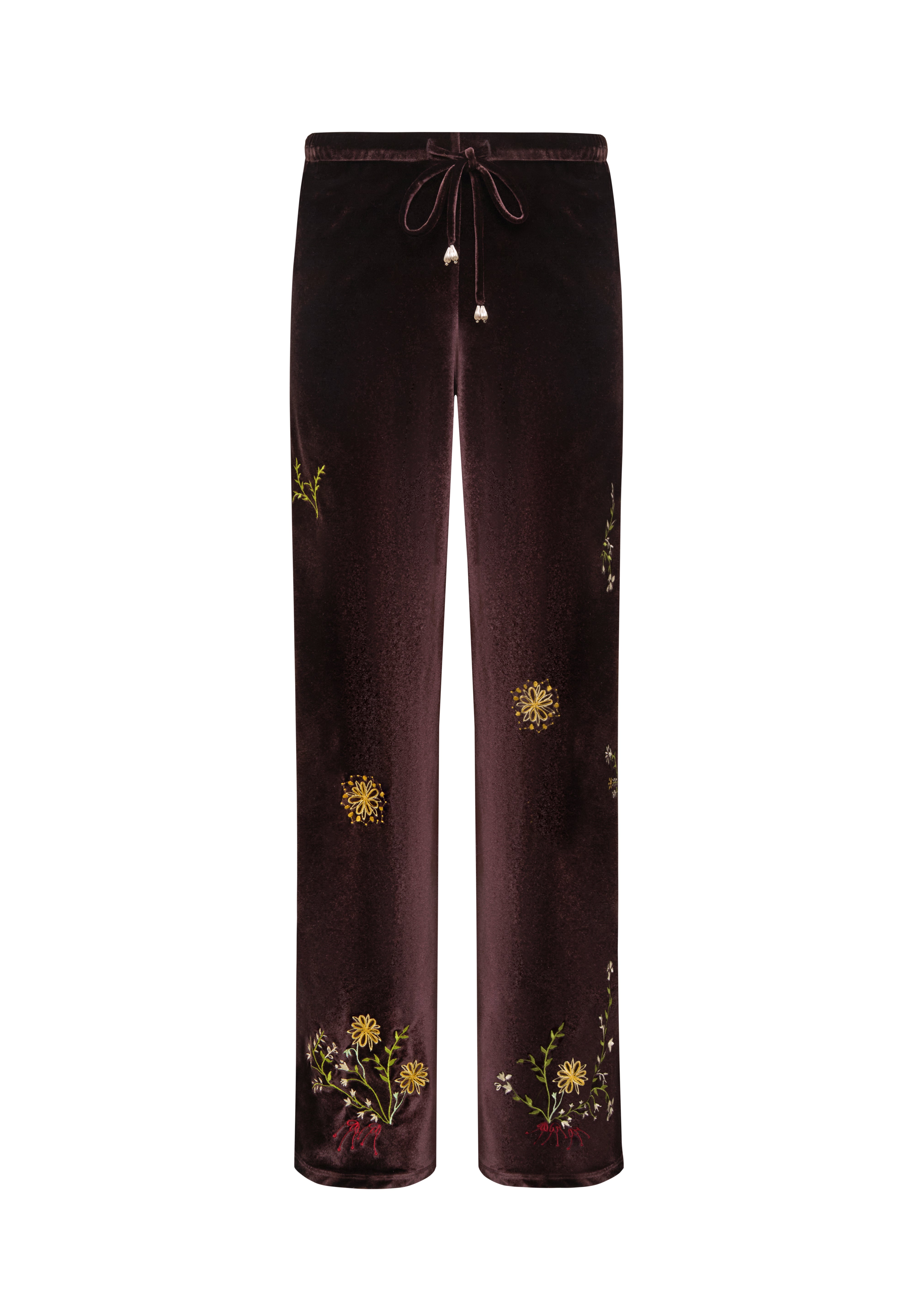 MANOCE - Embroidered velvet straight-leg pants