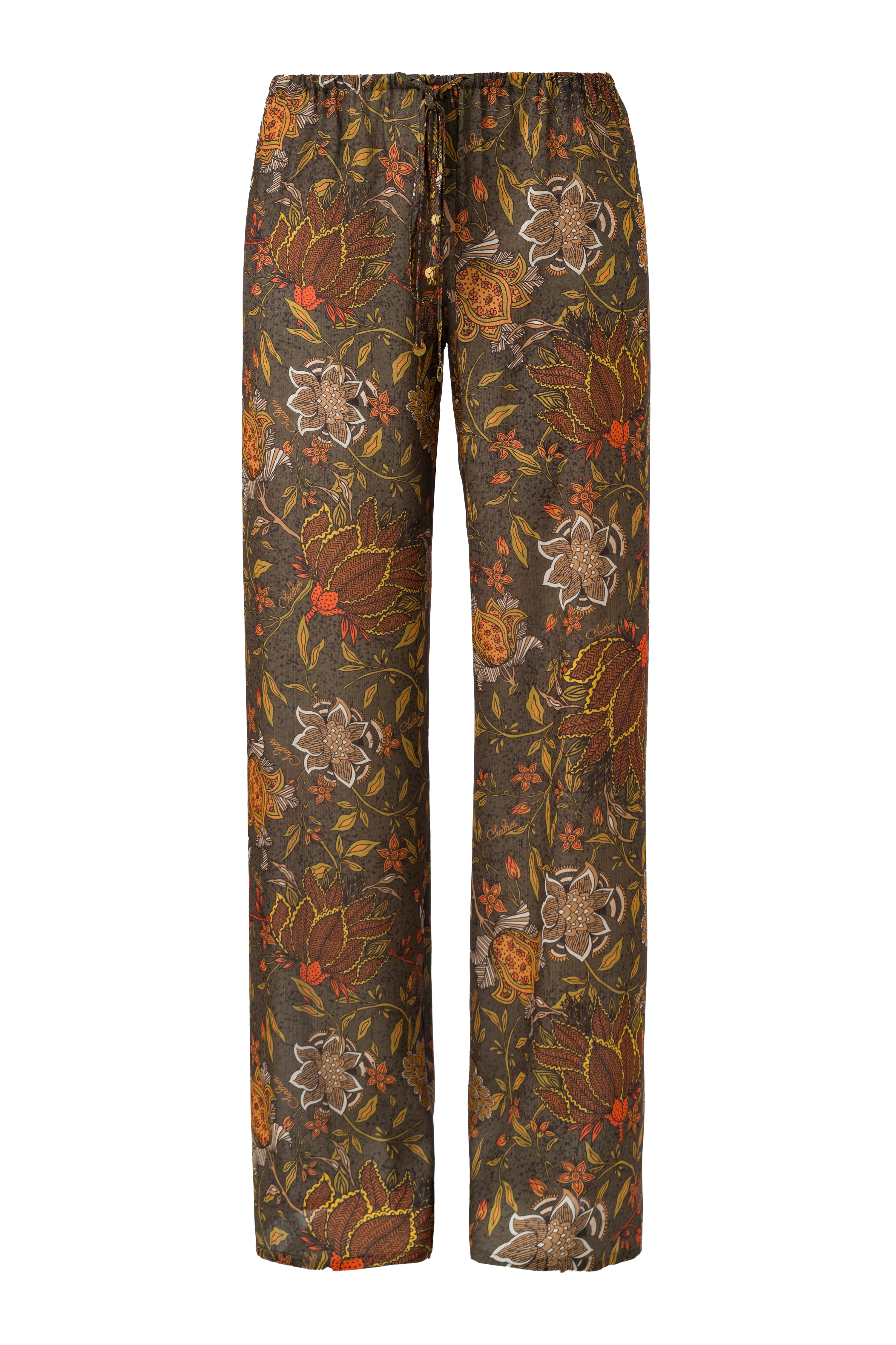 MANOCE - Wide-leg drawstring satin pants