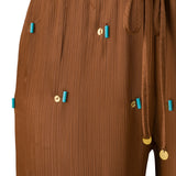 MANOCE - Bead-embellished wide-leg drawstring pants