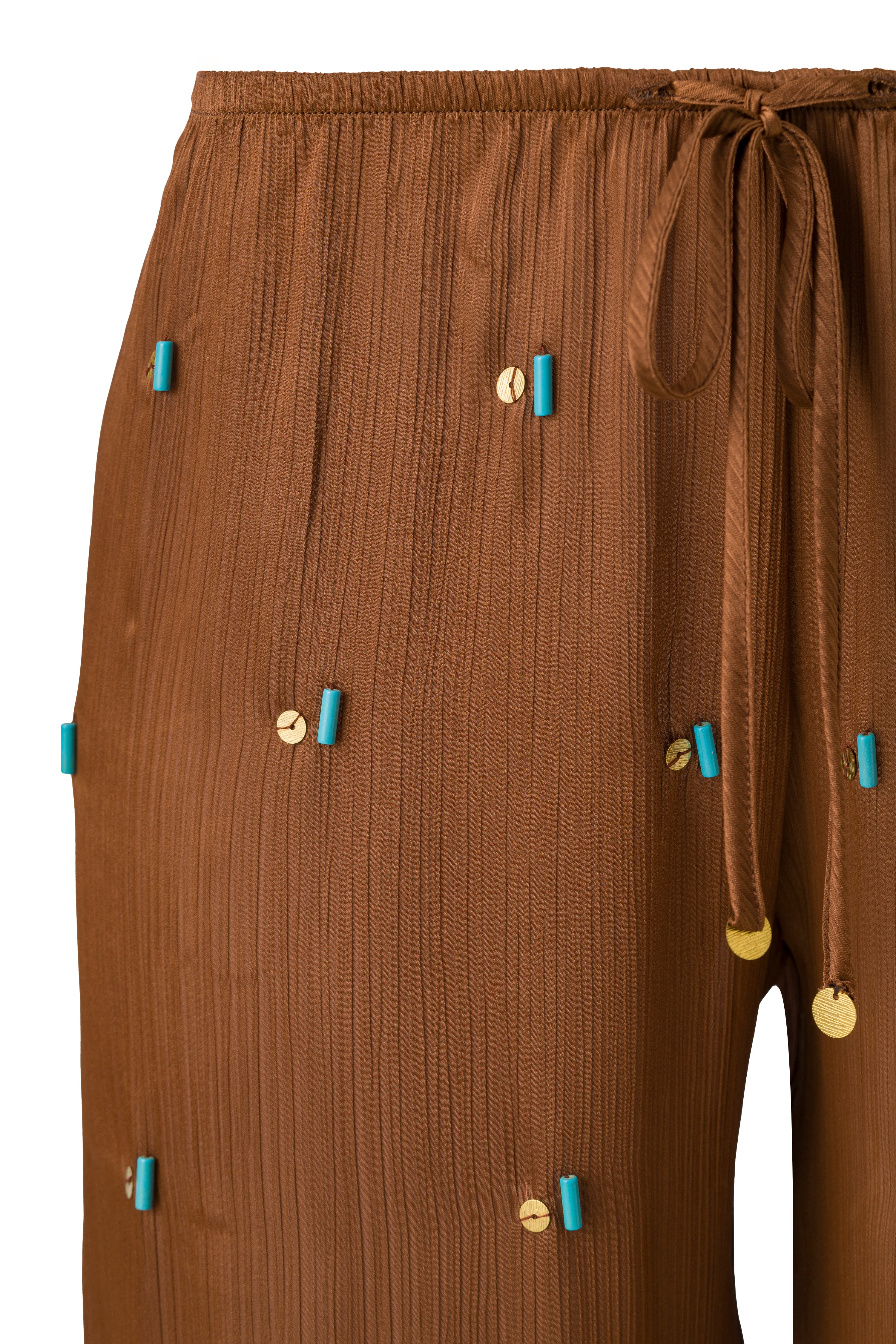 MANOCE - Bead-embellished wide-leg drawstring pants