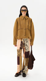 MANOCE - Front tie satin wide-leg pants