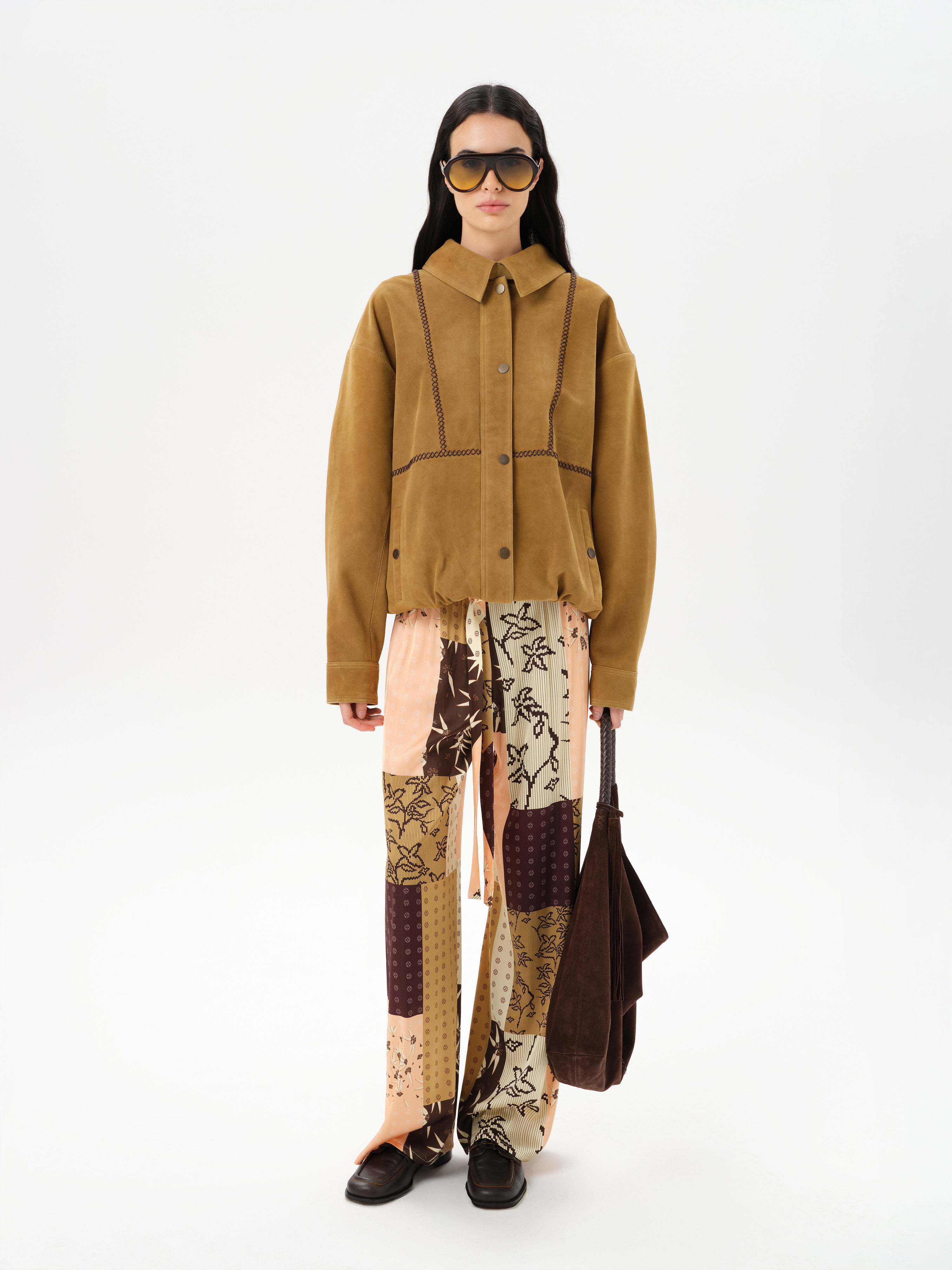 MANOCE - Front tie satin wide-leg pants