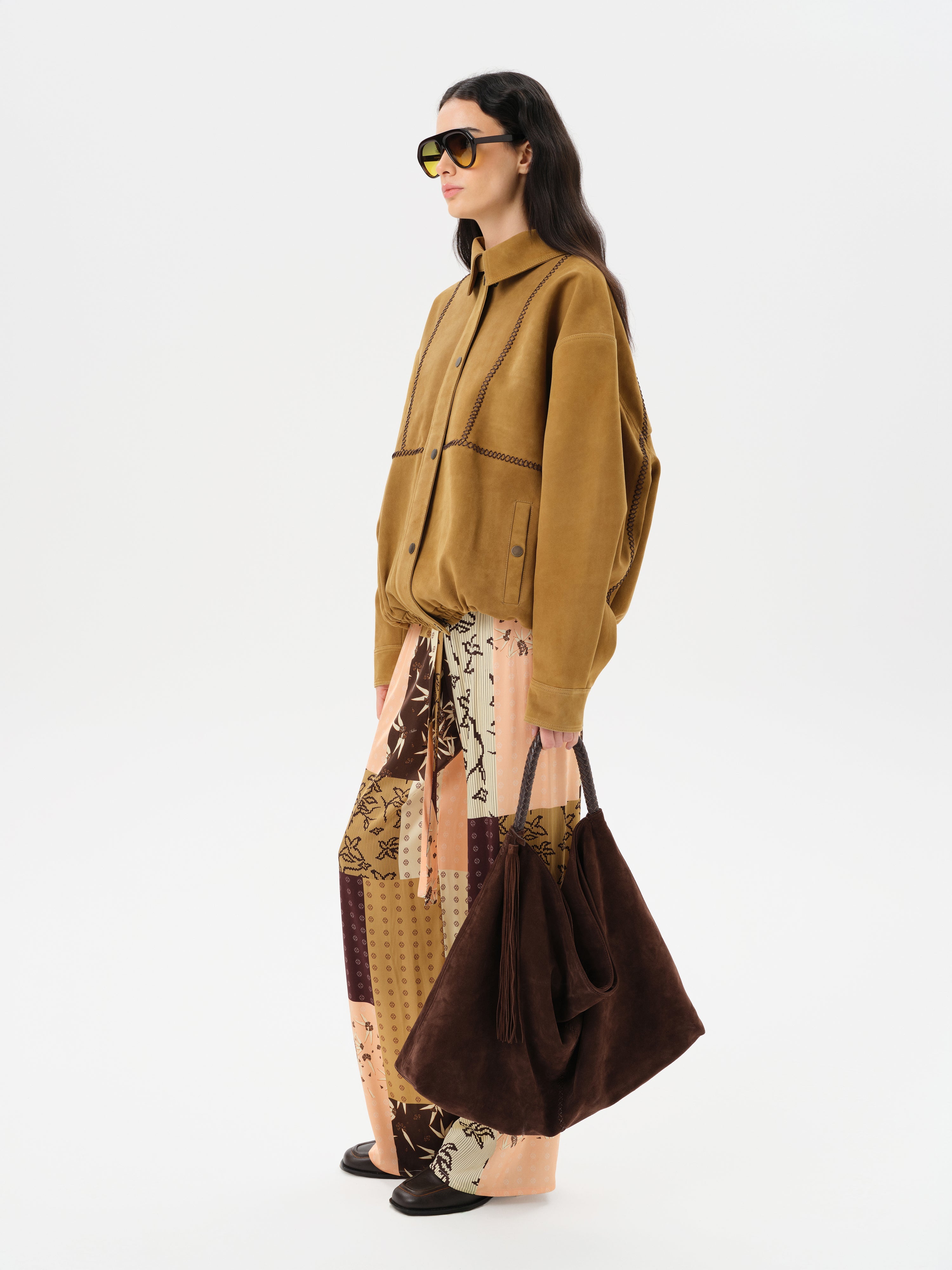 MANOCE - Front tie satin wide-leg pants