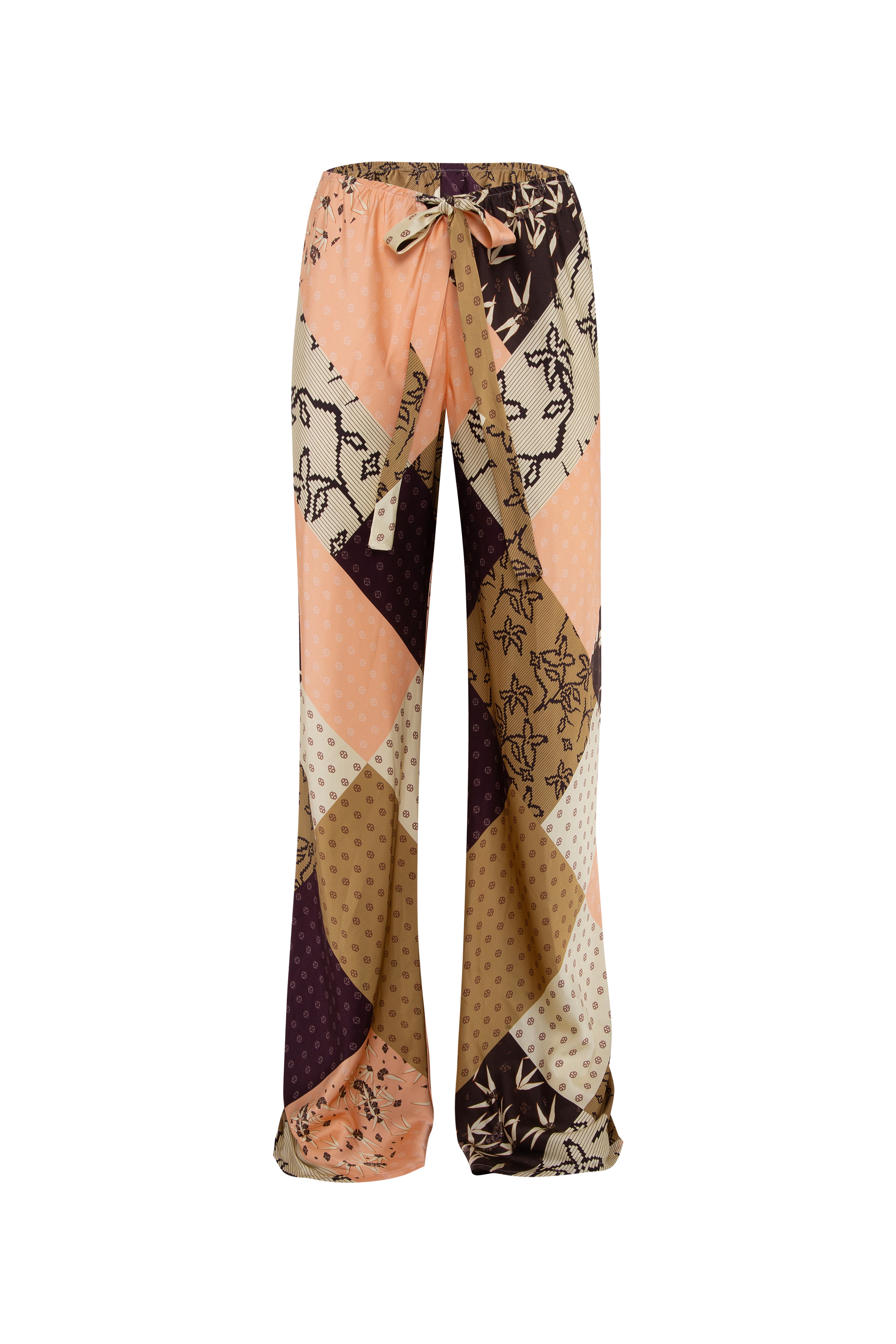 MANOCE - Front tie satin wide-leg pants
