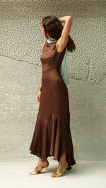 MANON - Jacquard satin maxi dress with draped back detail