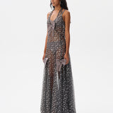 MATILDA - Bow detailed embroidered maxi dress