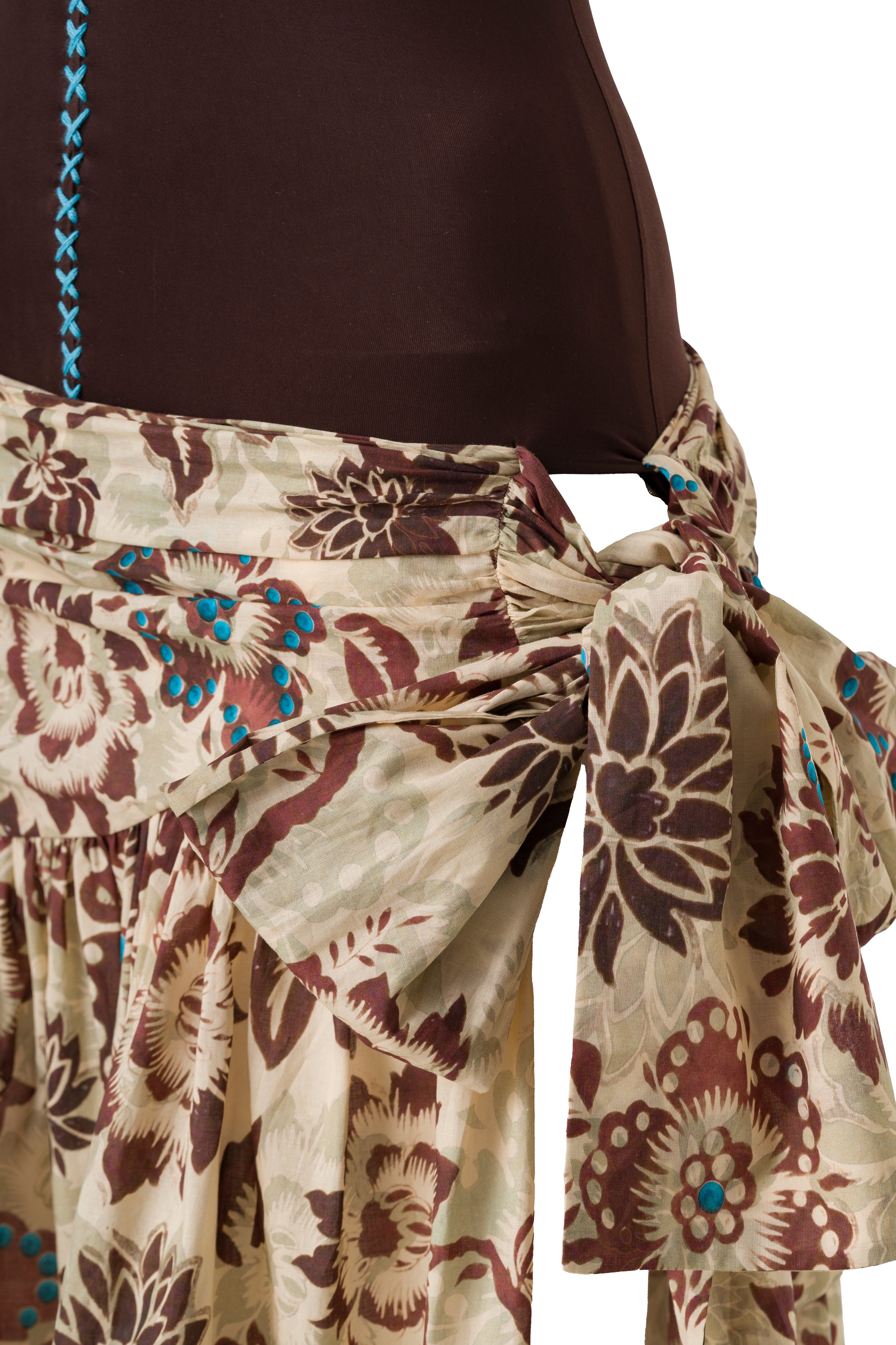 MIDIAS - Halterneck dress with a floral-printed wrap skirt