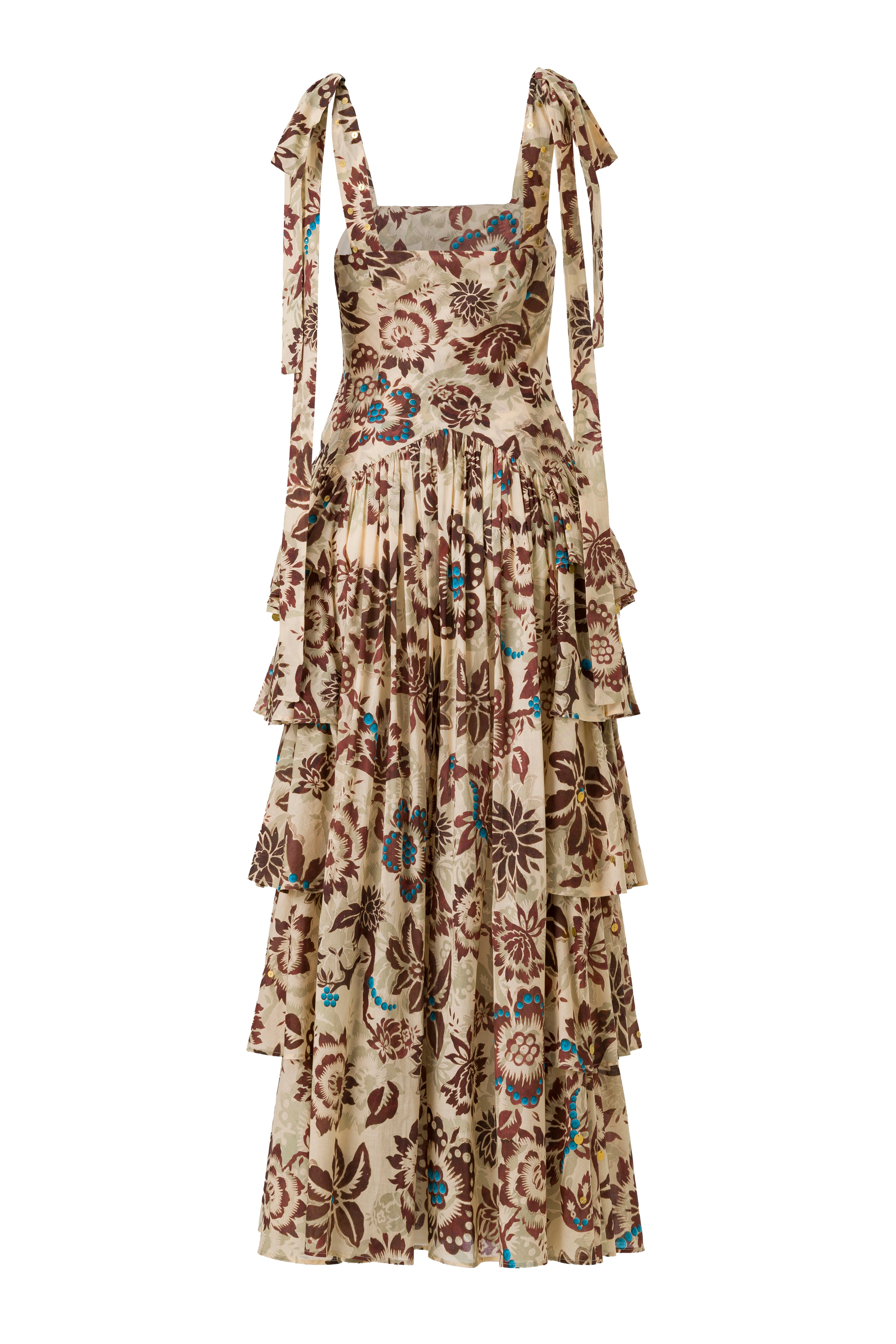 MINDY - Floral-printed ruffled maxi dress