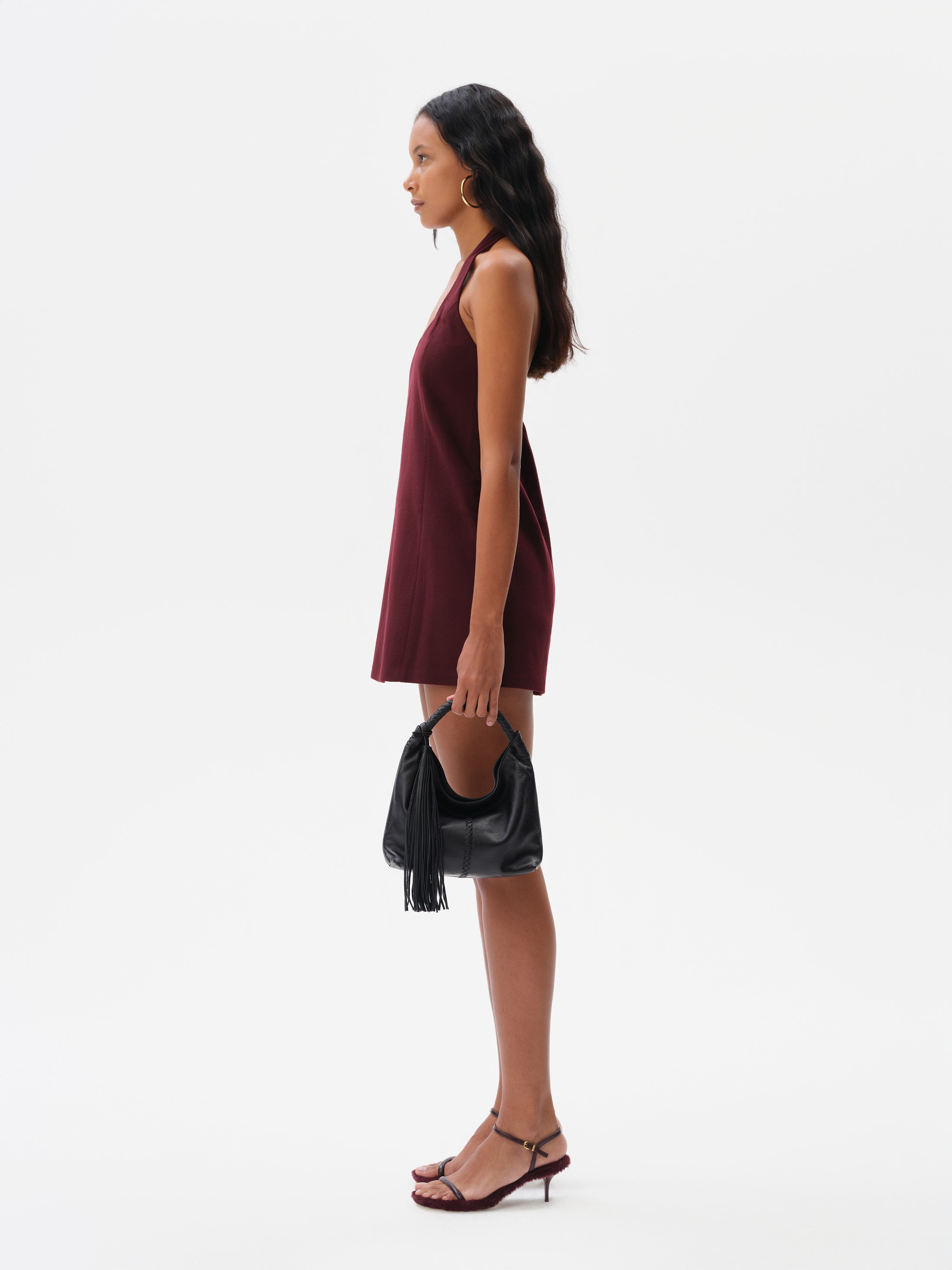 MINI GALIA - Mini tote bag with woven handle and removable tassel charm