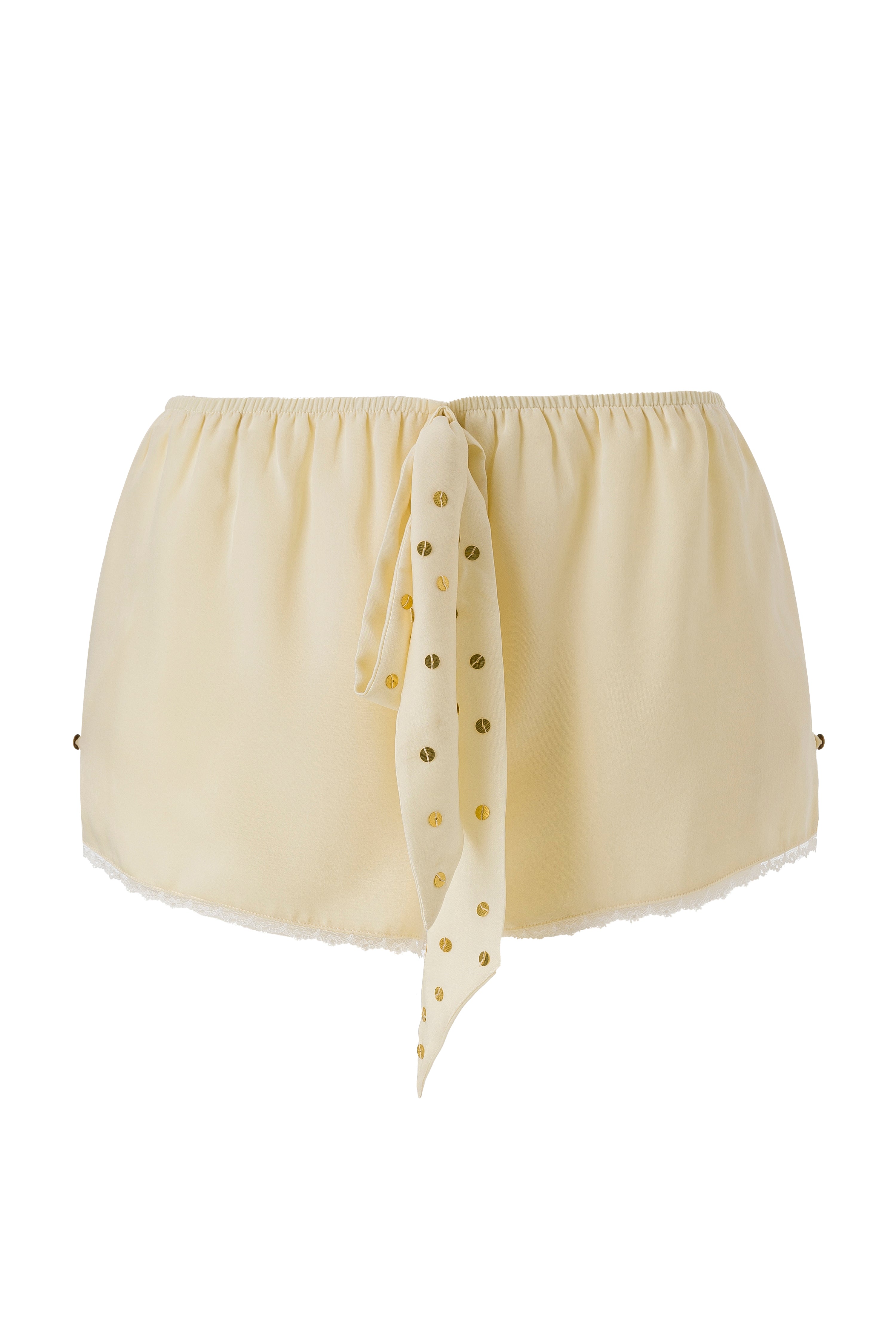 MOJJA - Lace and bow detailed mini shorts