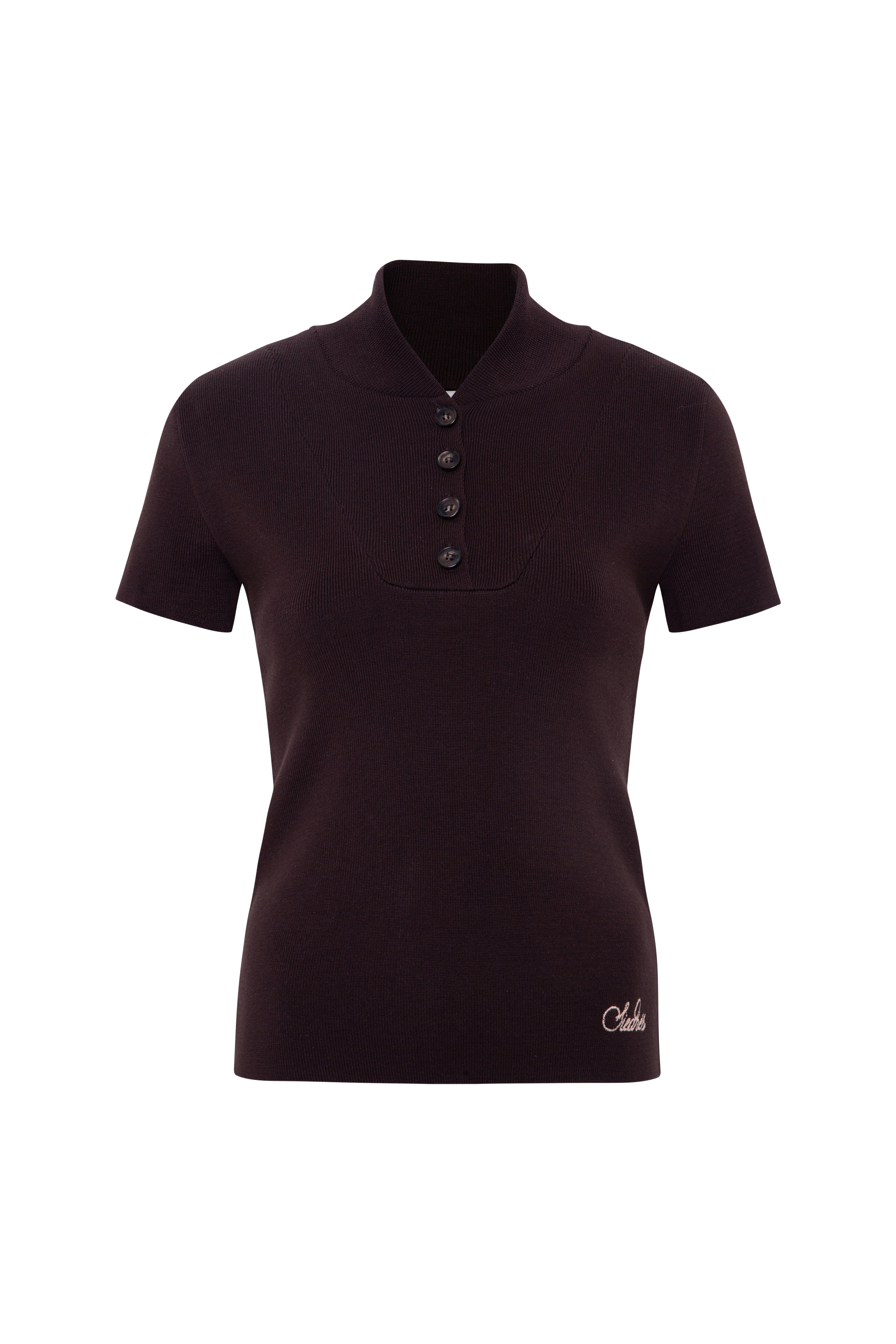 MOLLIE - Button detailed short sleeve knit top