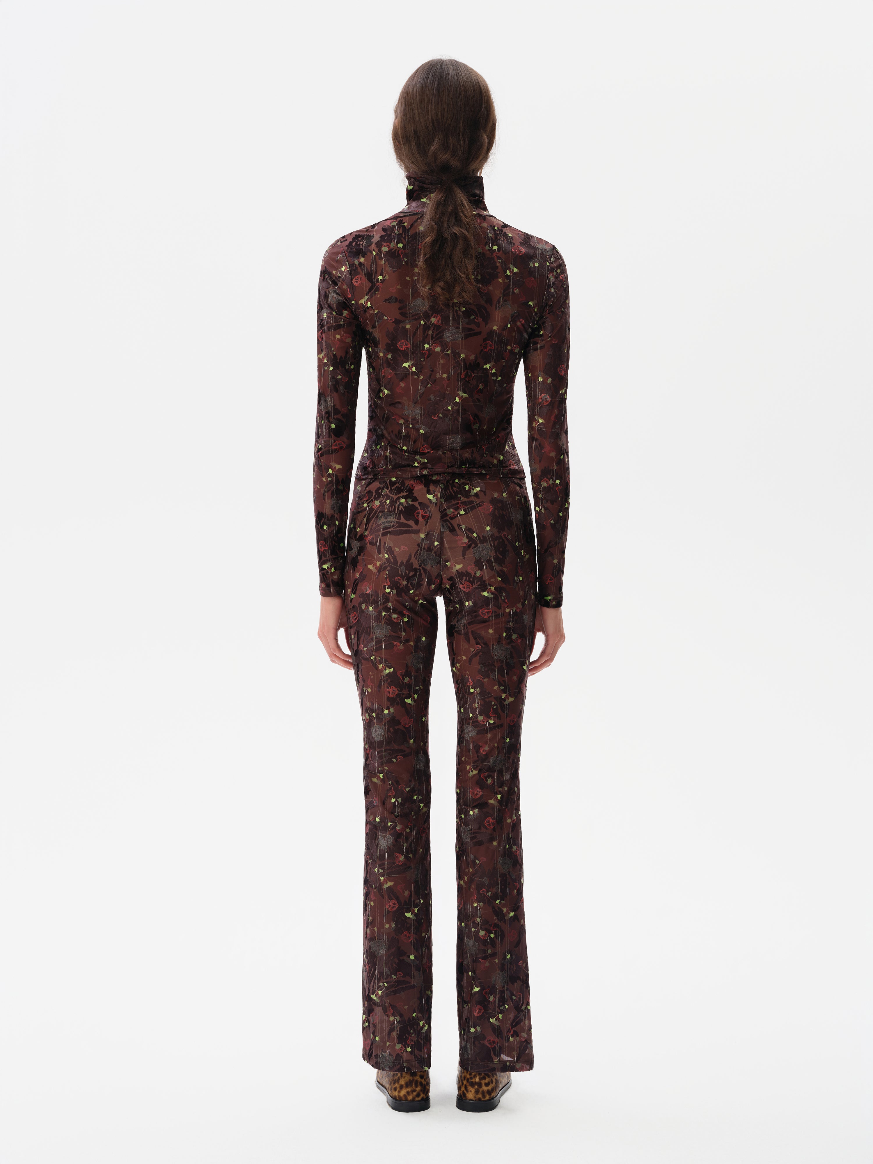 FLO - Flare velvet pants with devoré detail