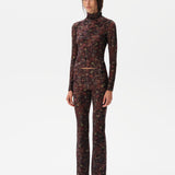 FLO - Flare velvet pants with devoré detail