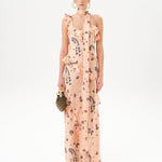 MONICA - Ruffled satin maxi dress