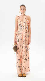 MONICA - Ruffled satin maxi dress